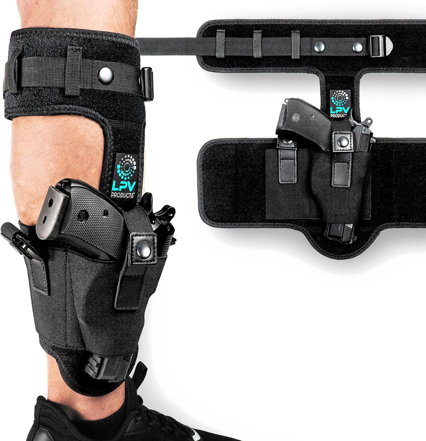 Premium Ankle Holster for Deep Concealment, 9mm 380 | Upgraded Version | Comfortable & Durable | Fits Glock 43 26 19, Ruger LCP, SIG P365, Springfield, Shield 9mm, Bodyguard 380 and Most other Pistols
