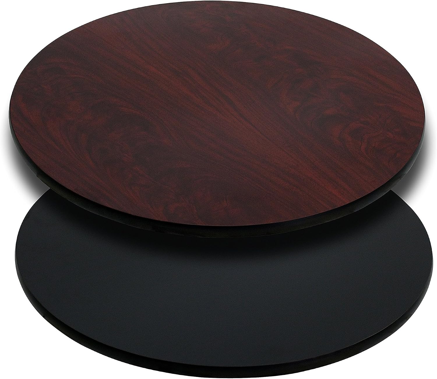 Flash Furniture 24" Round Reversible Table Top, Black/Mahogany | Reversible Laminate Top, Durable Construction, Commercial Use