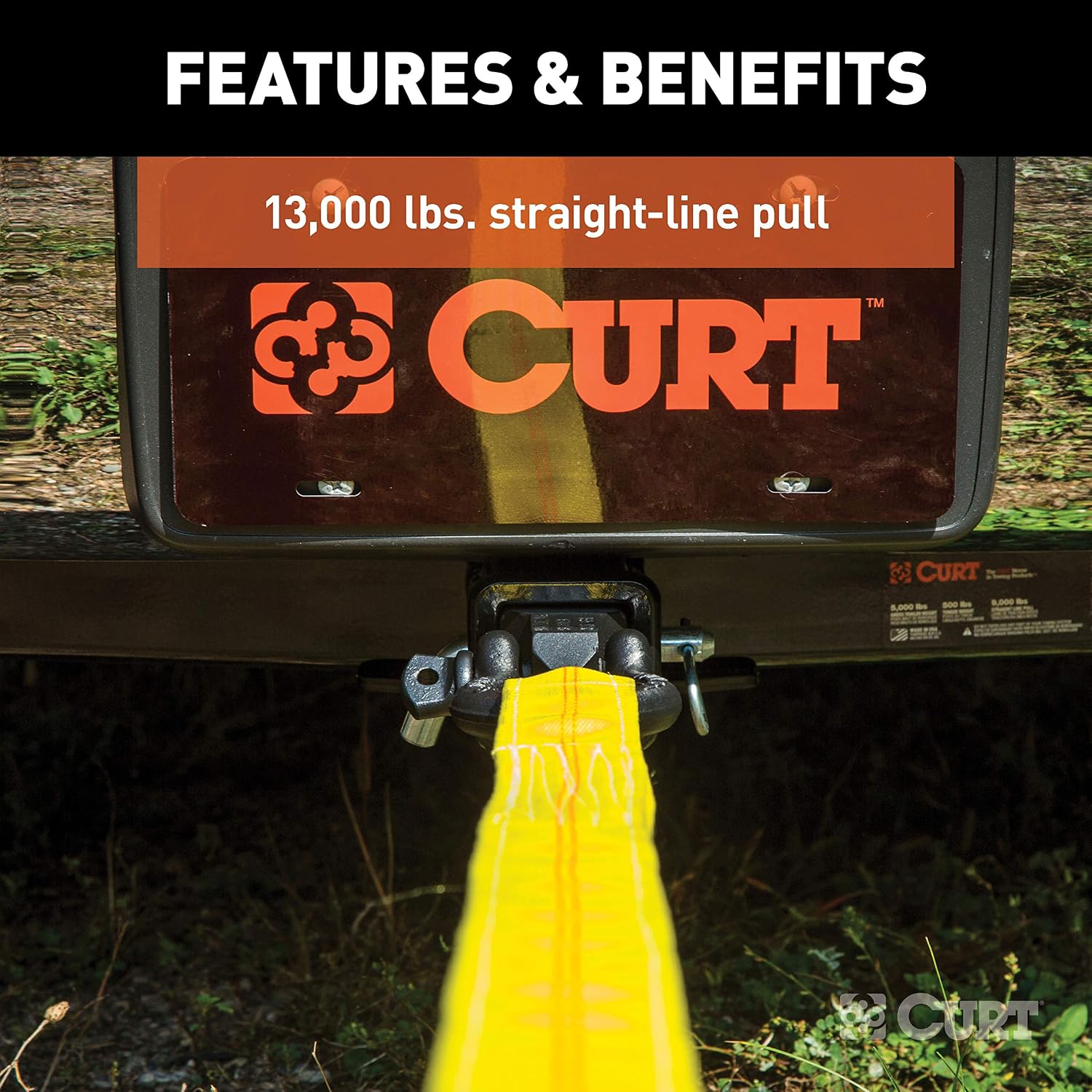 CURT 45832 D-Ring Shackle Mount Trailer Hitch, Fits 2-Inch Receiver, 13,000 lbs.