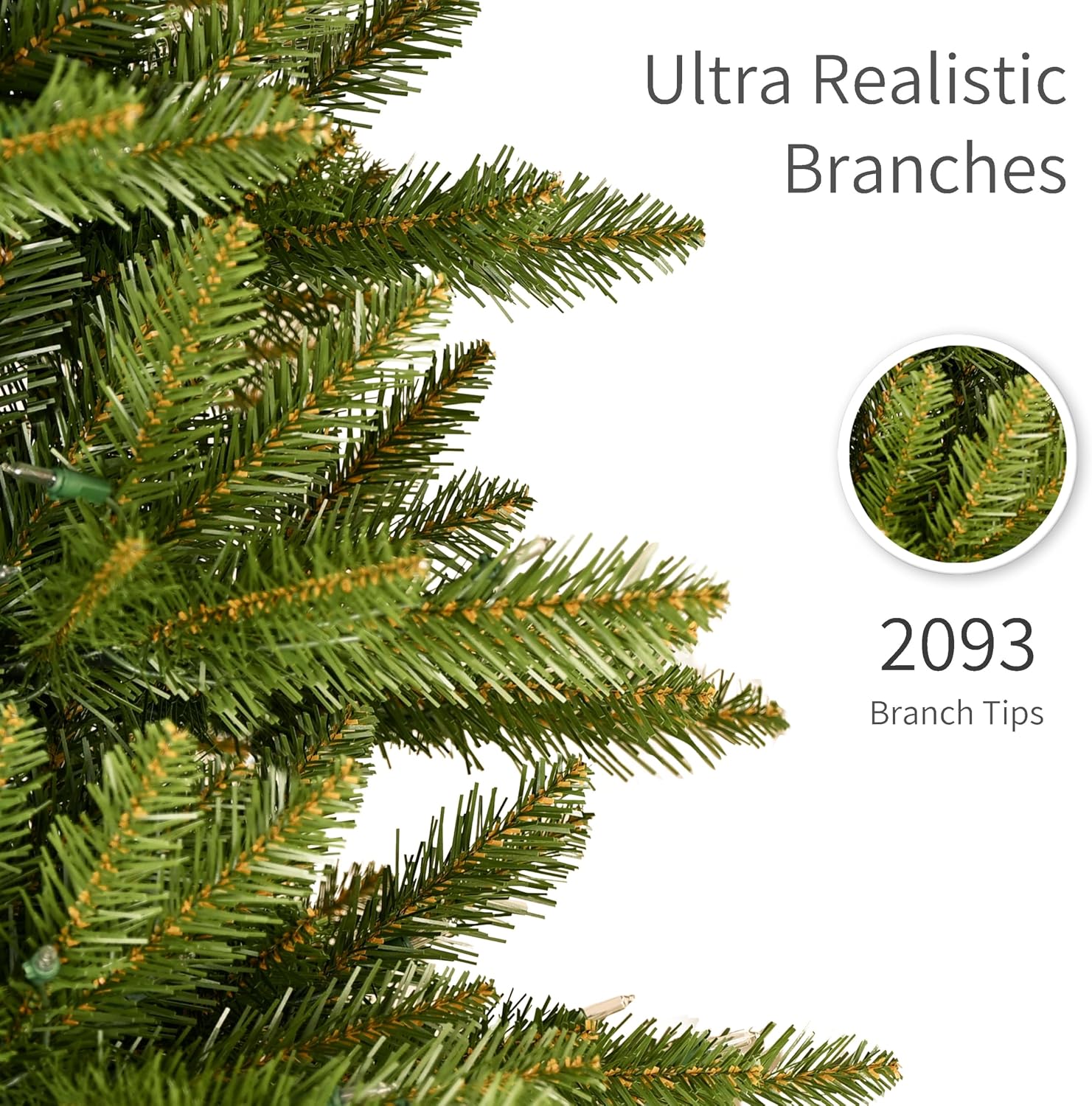 Puleo International 7.5ft Pre-Lit Slim Fraser Christmas Tree with 500 Warm White LED Lights, 1453 Realistic Dense Branch Tips, Easy Setup Artificial Trees with Sturdy Metal Stand
