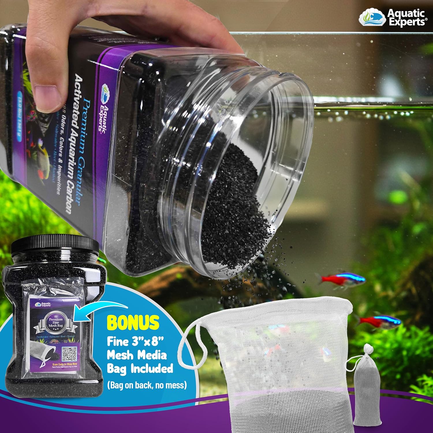 Aquarium Carbon Pad – Cut‑to‑Fit Carbon Infused Filter Pad Media for Crystal Clear Fish Tanks and Ponds, 3/8"–1/2" Thick (10.5 Inch Width