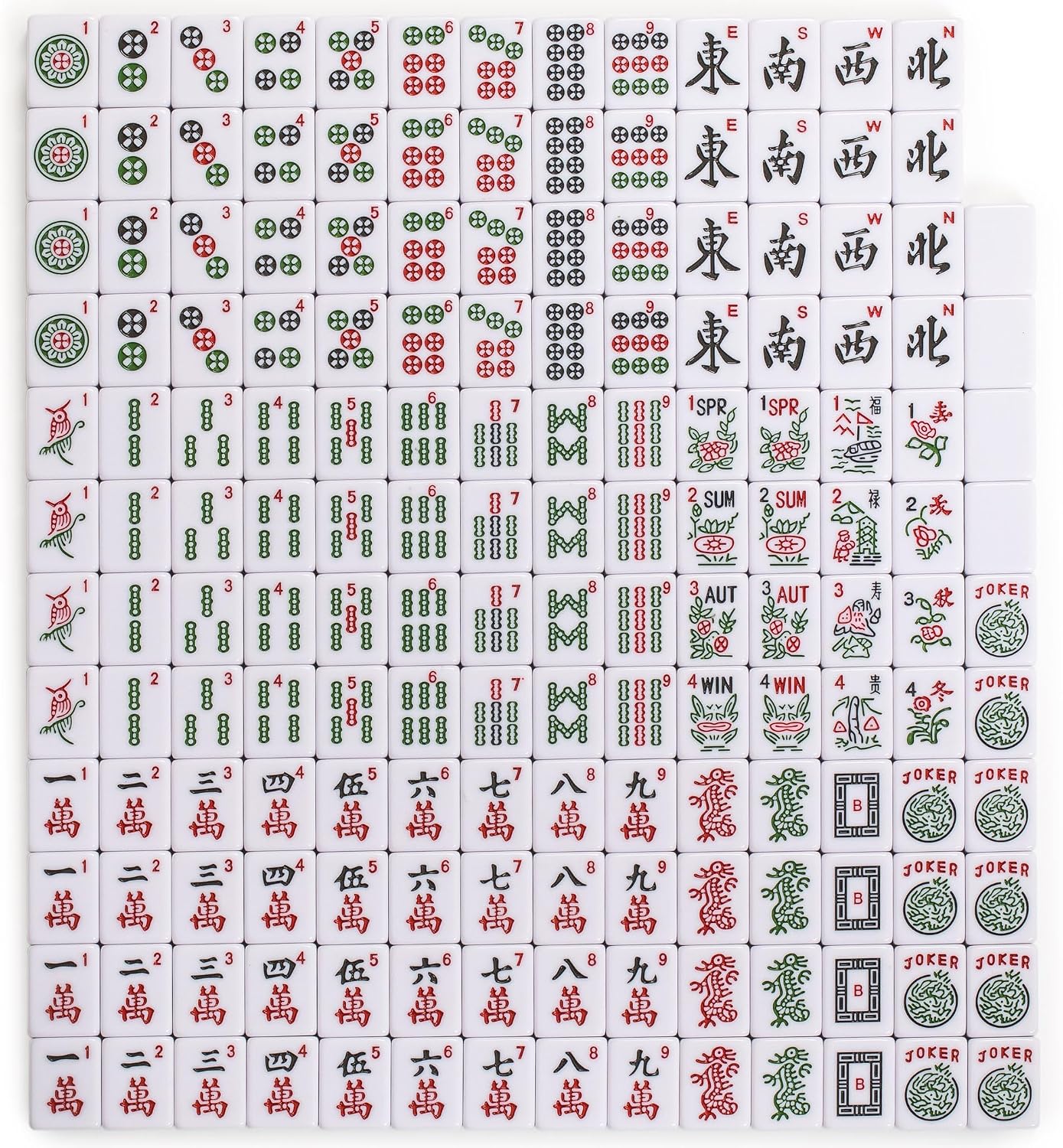 Yellow Mountain Imports American Mahjong Set, Mojave (Ivory) with Brown Soft Case, All-in-One Racks with Pushers, Wright Patterson Scoring Coins, Dice, & Wind Indicator