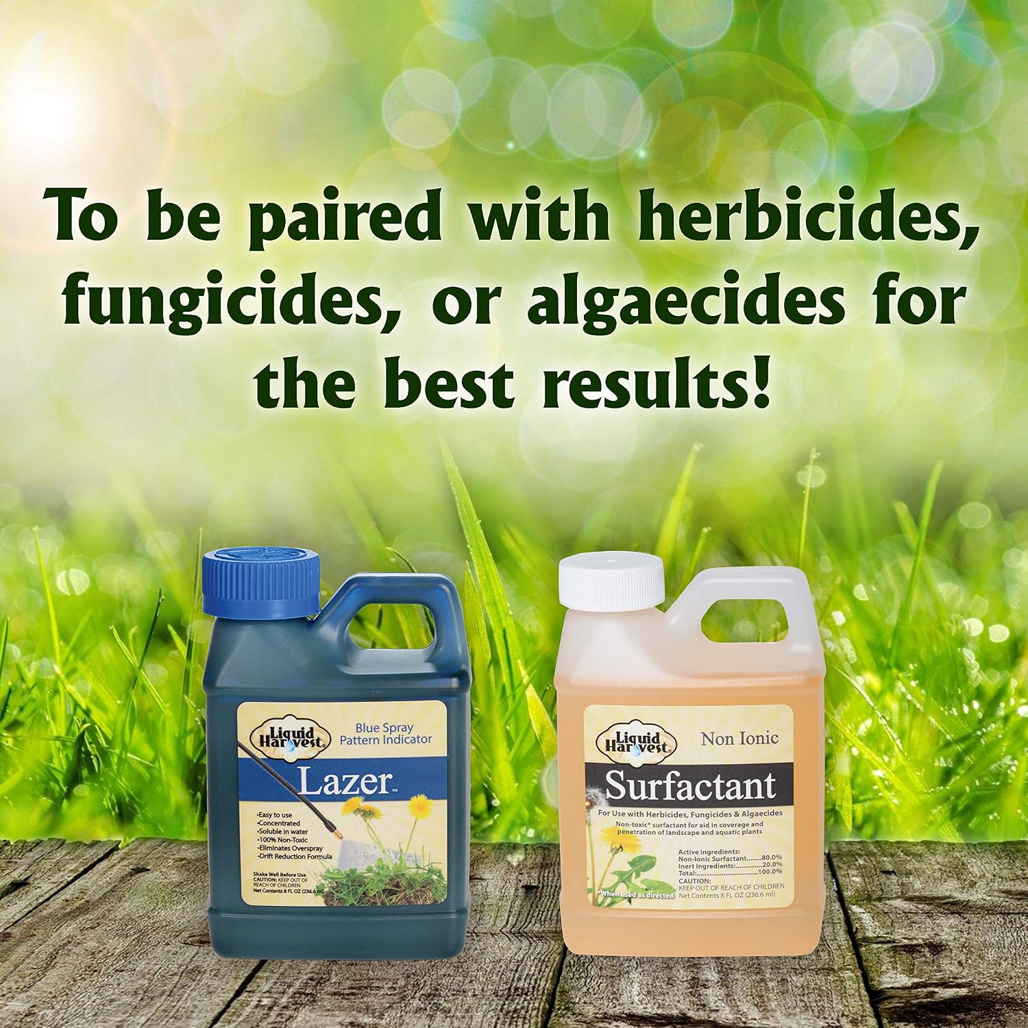 Liquid Harvest Lazer Blue Concentrate Spray Pattern Indicator 8 Ounce & Liquid Harvest Surfactant for Herbicides Non-Ionic 8 Ounce