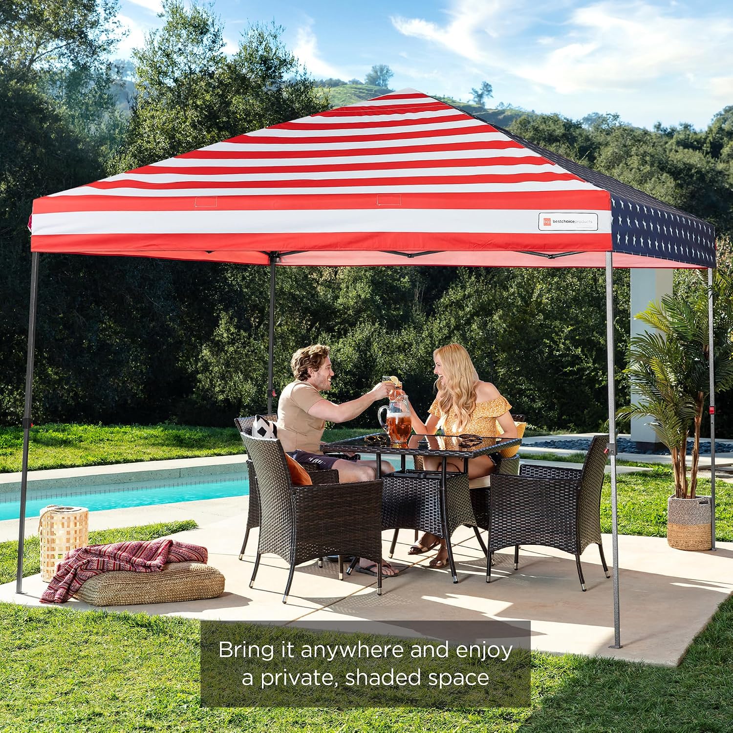 Best Choice Products 10x10ft Pop Up Canopy Tent, Outdoor Shade, 1 Person 1 Minute Set Up, Carry Case, 4 Weight Bags - White