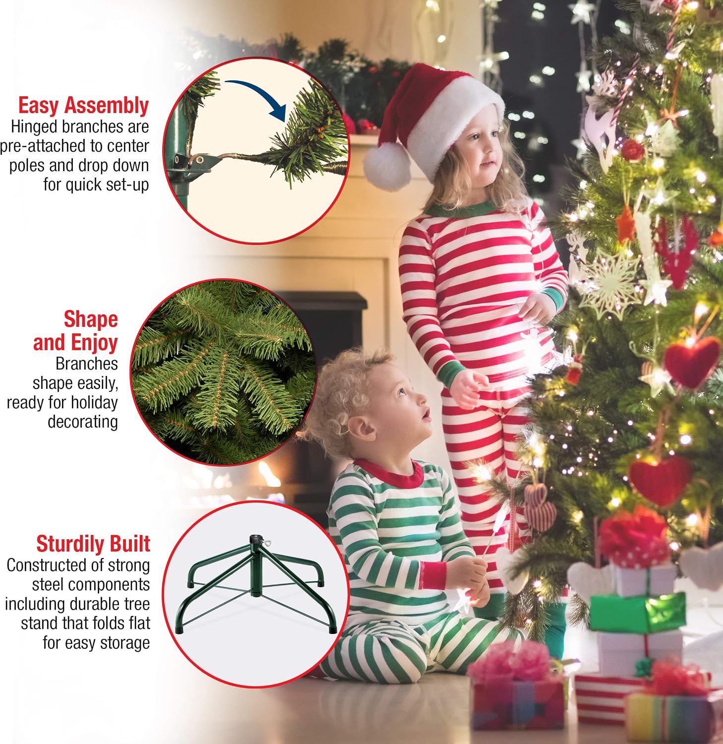National Tree Company 7.5ft Pre-Lit Downswept Douglas Fir Christmas Tree | 750 Clear Lights, 1,867 Tips, Includes Stand, Artificial, Green