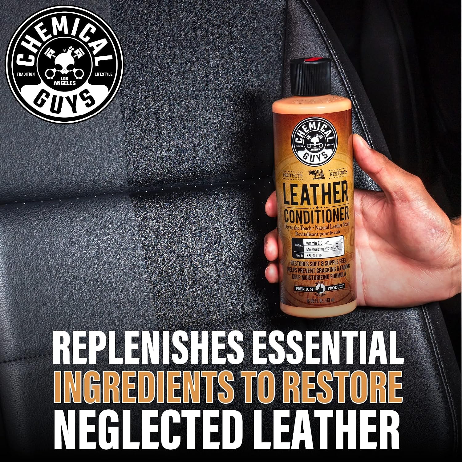 Chemical Guys, Leather Cleaner & Conditioner Kit for Cars & Home, 2 x 16 oz | Two-step kit cleans then conditions seats, furniture, bags and boots, pH-balanced for natural and sealed leather