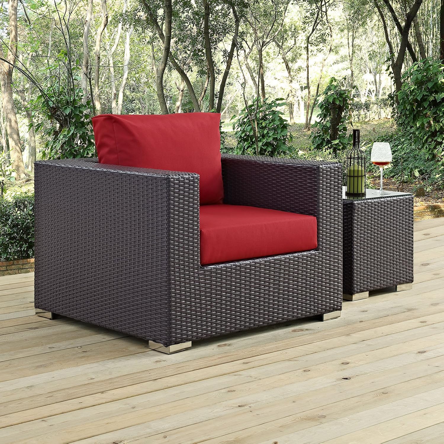 Modway Convene Wicker Rattan Outdoor Patio Loveseat in Espresso White
