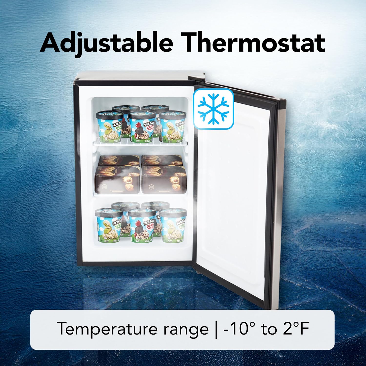 Whynter Upright Freezer 2.1 Cu Ft Lock, Mini Freezer, Stainless CUF-210SS | Adjustable Thermostat and Security Lock, Energy Star Rated, Reversible Door, Adds Compact Frozen Storage at Home