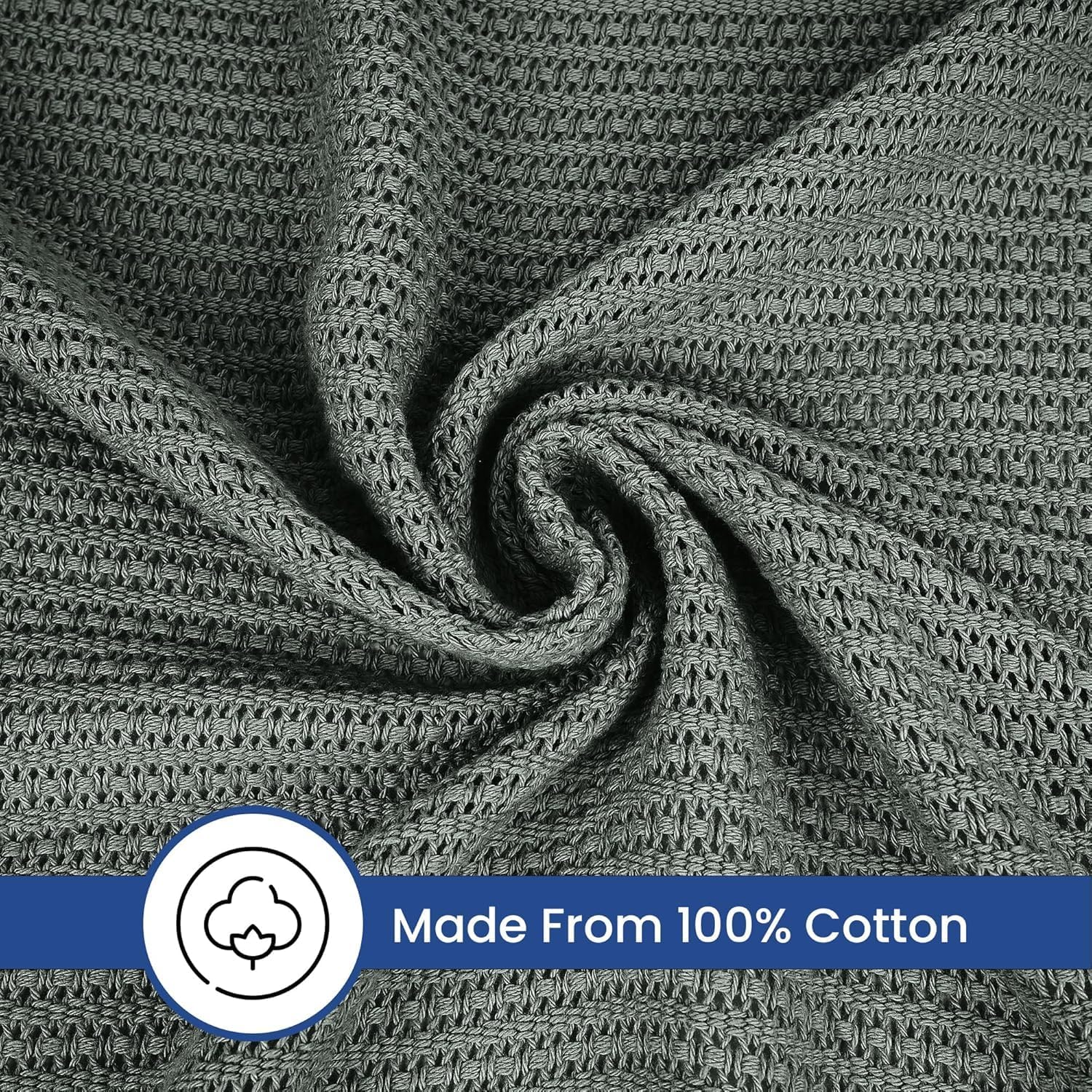 Linteum 100% Cotton Open-Cell Leno Weave Blanket — Breathable All Season — Queen 90x90 — Ice Grey