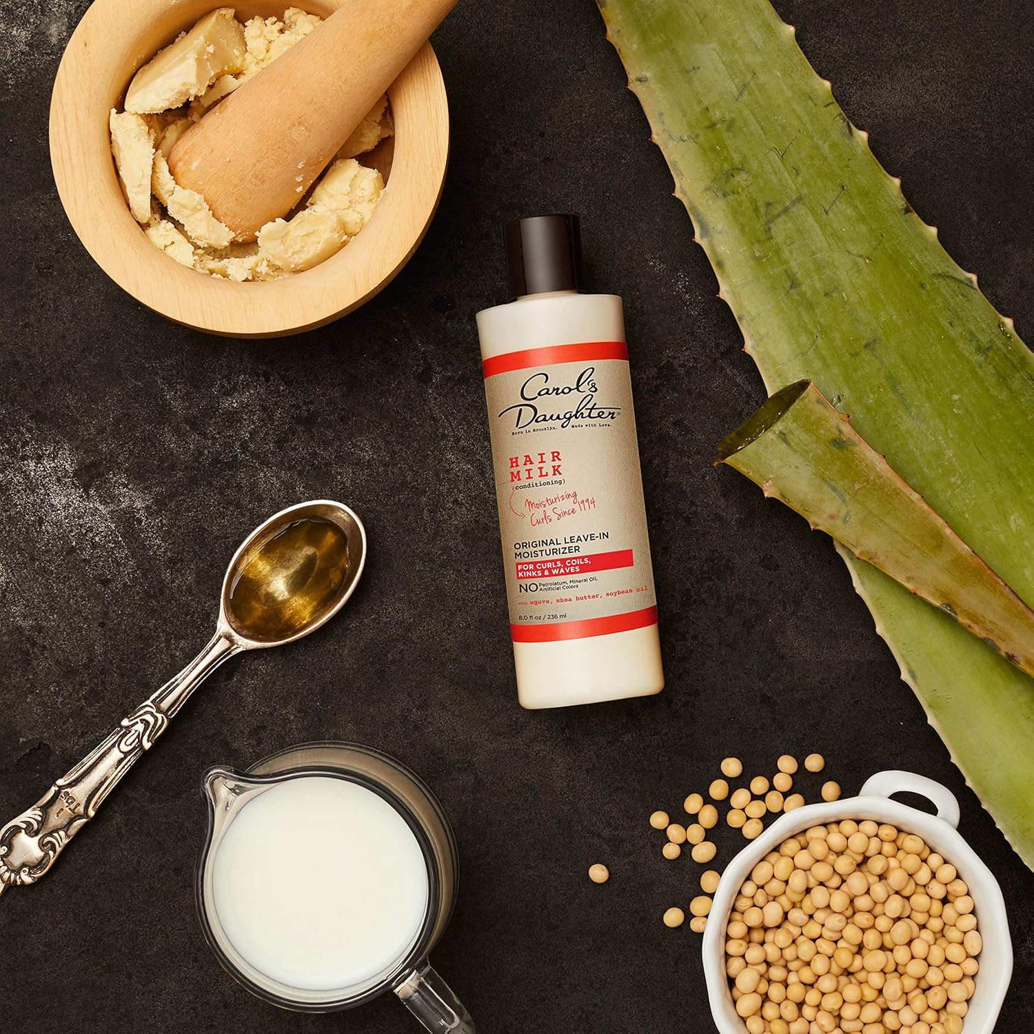 Curly Hair Products by Carol's Daughter, Hair Milk Original Leave-In Moisturizer for Curls, Coils and Waves with Agave and Shea Butter, 8 Fl Oz (Packaging May Vary)