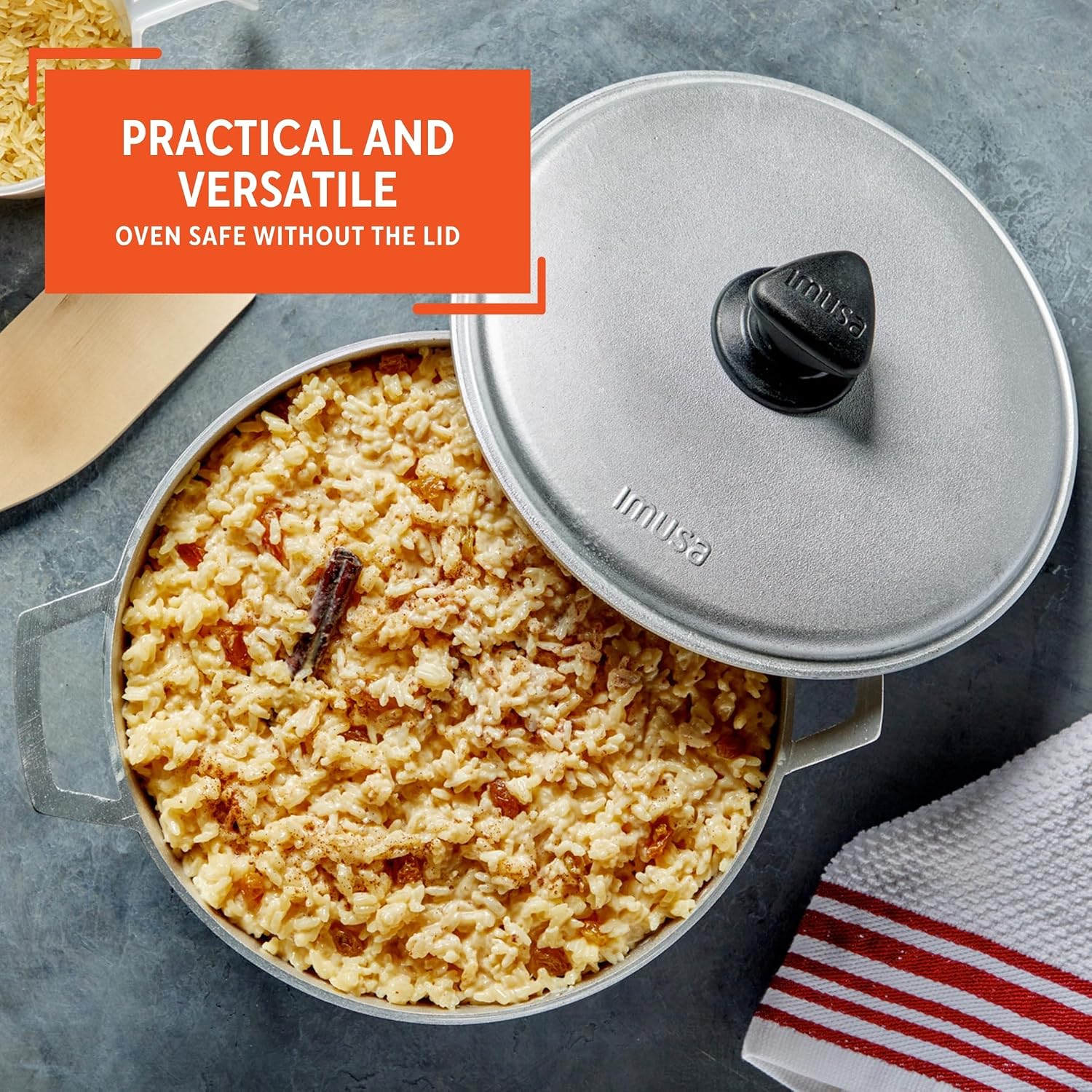 IMUSA USA 11.6Qt Jumbo Traditional Colombian Caldero, 11.6 Quart, Silver | Nonstick Finish, Glass Lid with Easy-Grip Handles, Ideal for Rice and Stews, Great for Family Meals