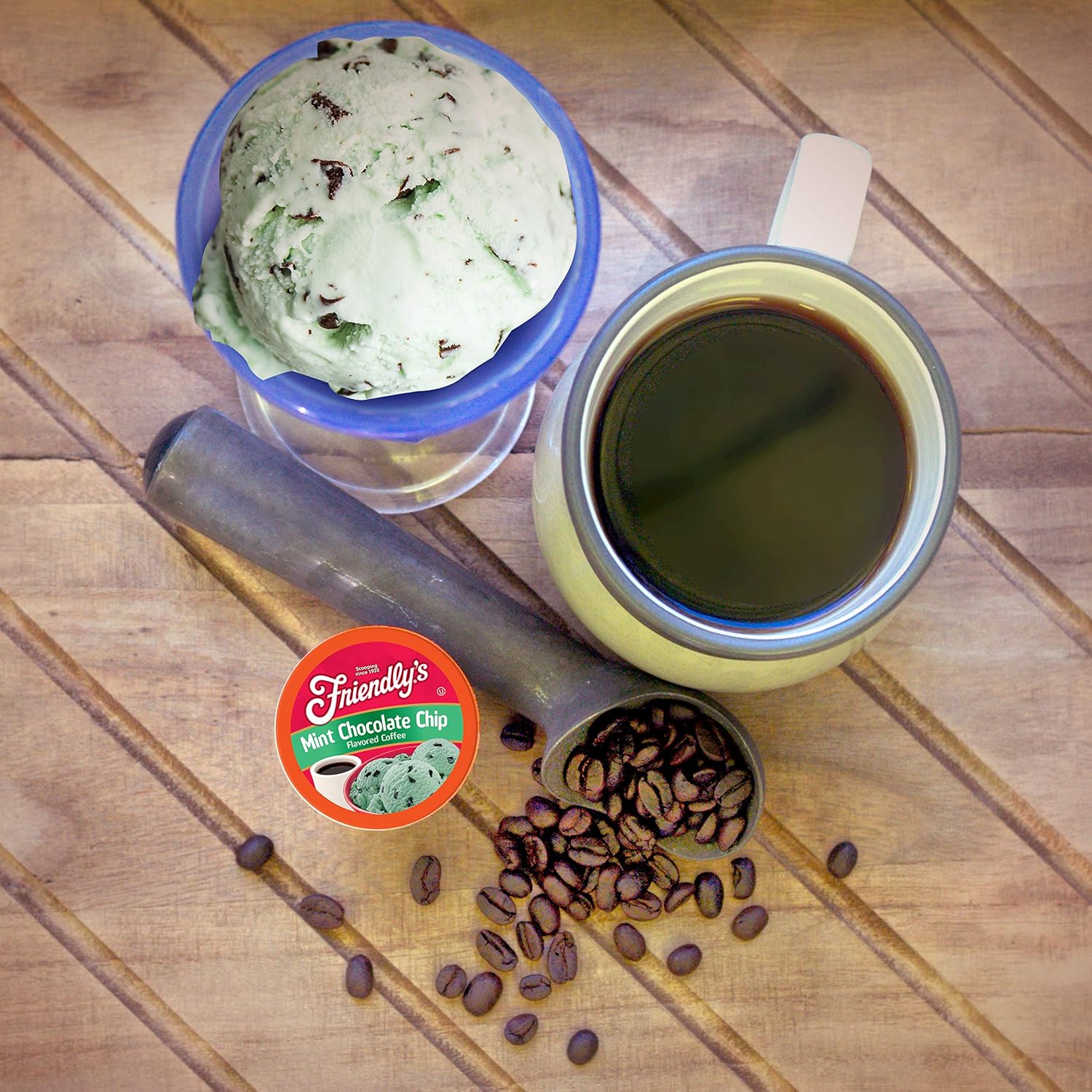 Friendly's Chocolate Mint Ice Cream Flavored Coffee Pods for Keurig K Cup Brewers, Mint Chocolate Chip, 40 Count (Pack of 1)
