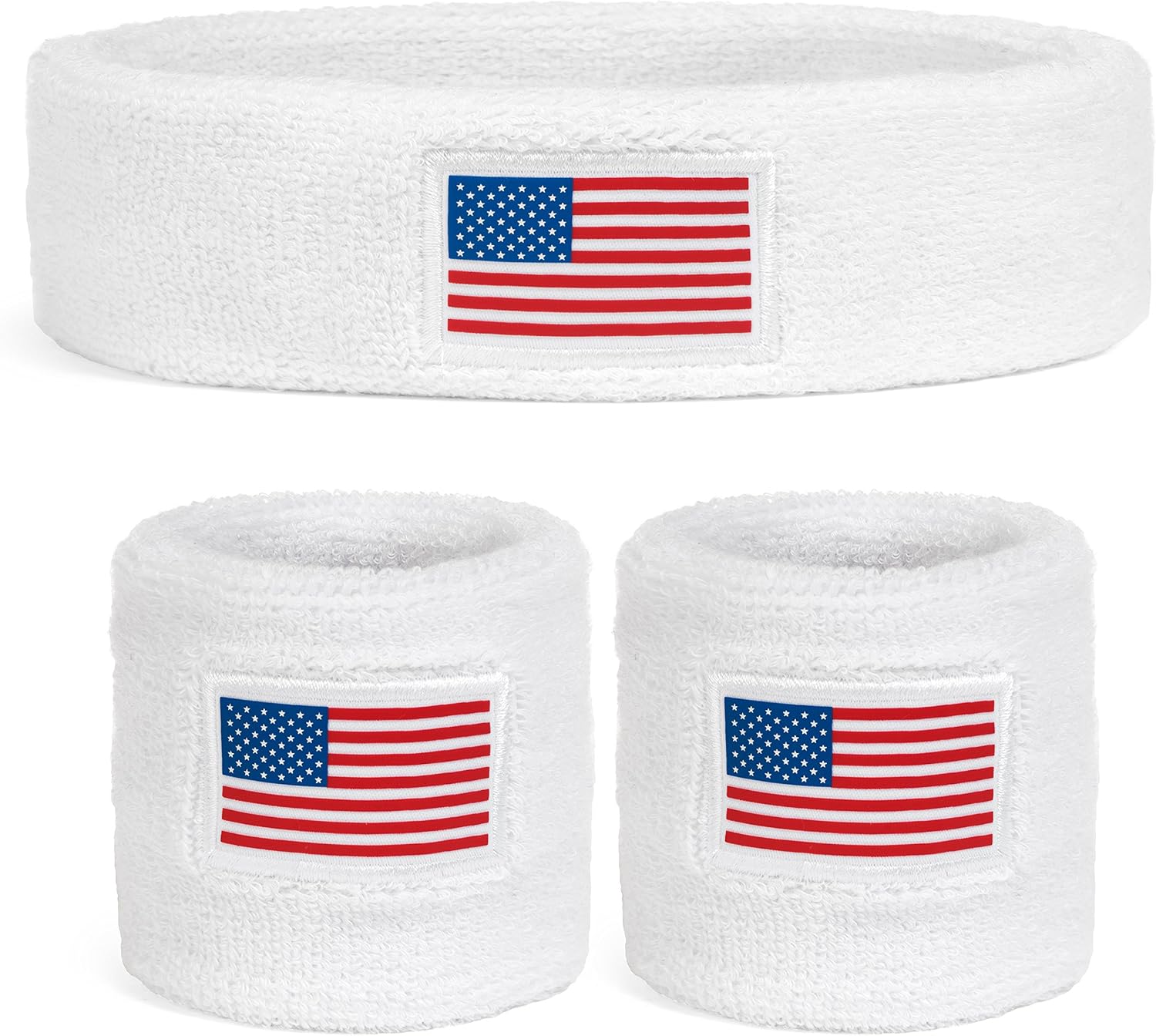 Suddora Country Headband & Wristbands Set (Includes 2 Wrist & 1 Head Sweatband), Highly Moisture Wicking