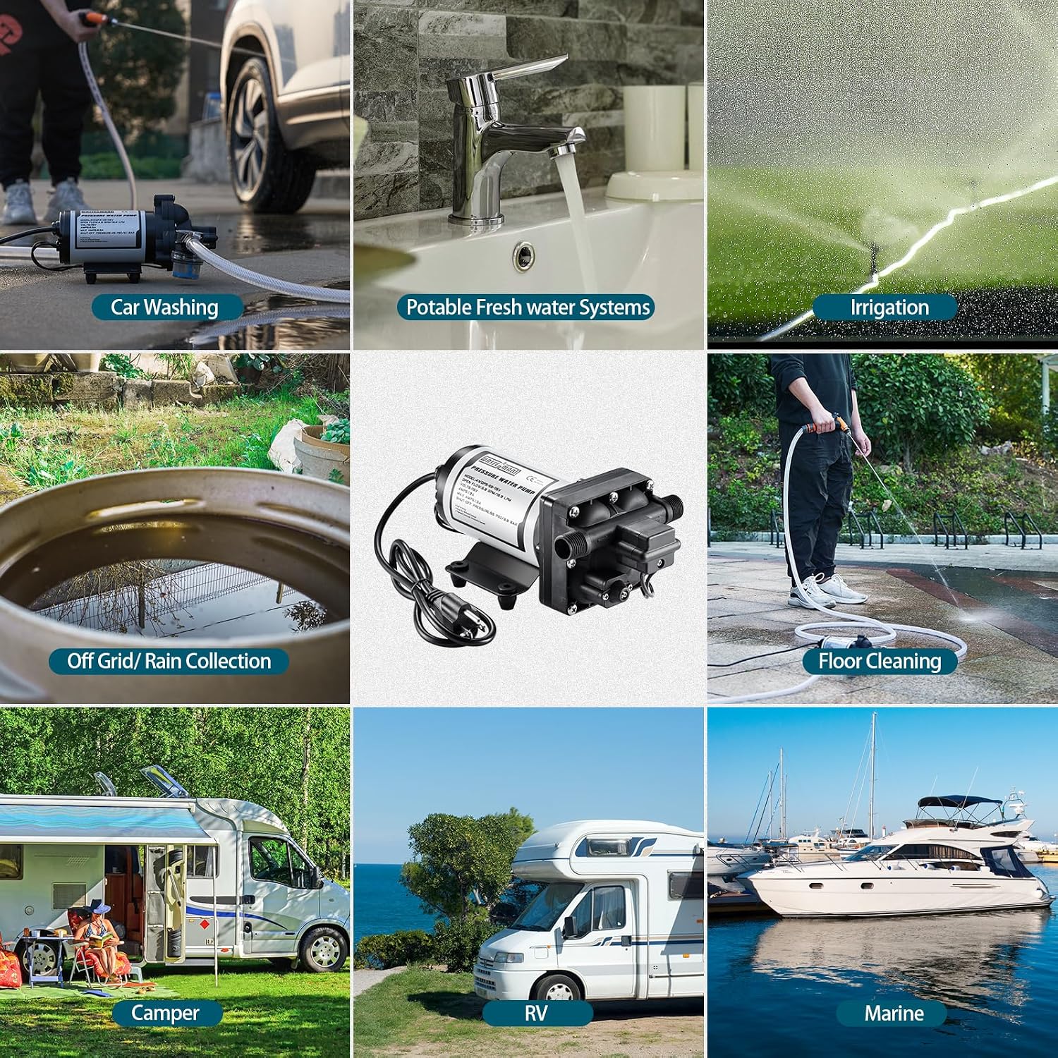 RV Water Pumps 115V AC Pressure Pump with Pressure Switch, Self-priming Water Pump 4.0GPM 45PSI, Fresh Water Pump for RV, Kitchen Barthroom Camping Marine Yacht Garden Diaphragm Pump115volt