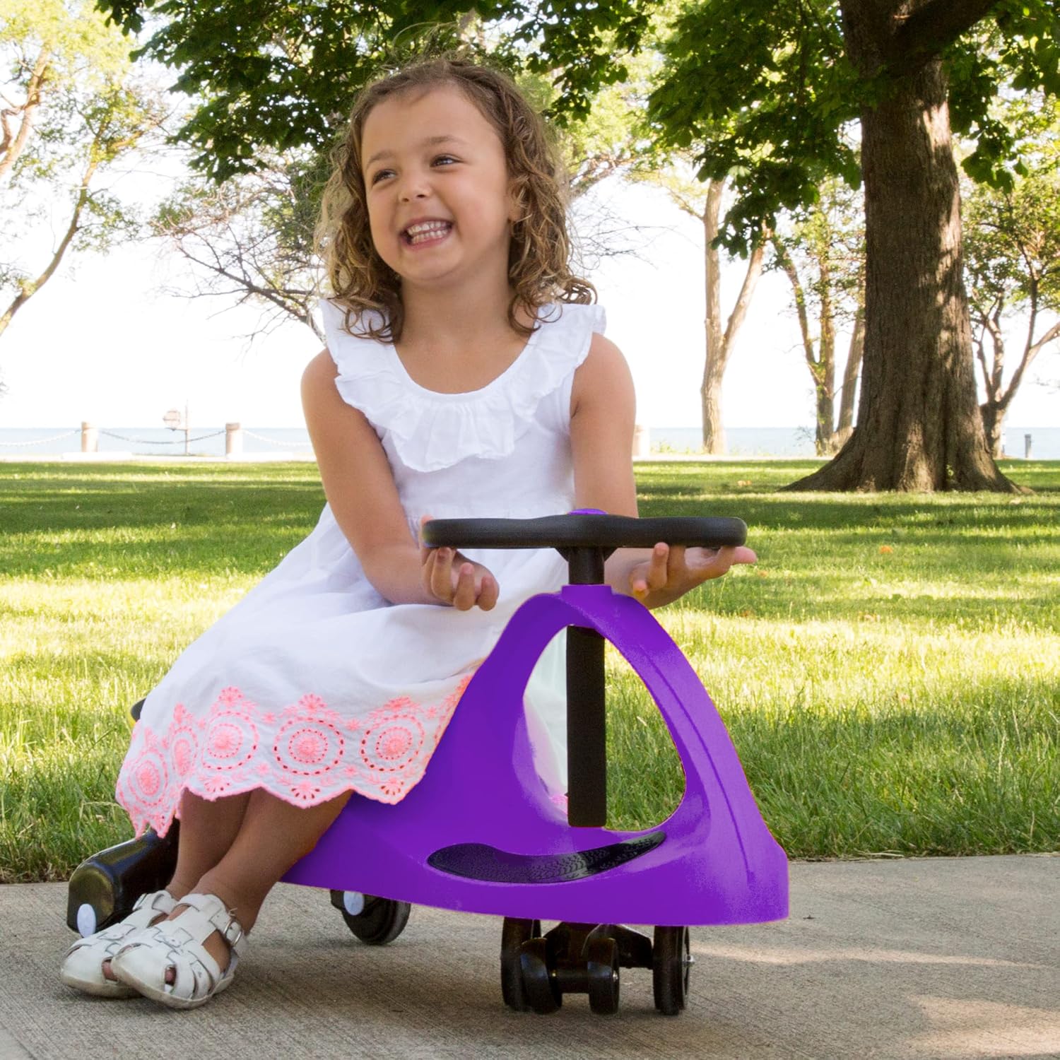 Wiggle Car Ride On Toy - No Batteries, Gears or Pedals - Twist, Swivel, Go - Outdoor Ride Ons for Kids 3 Years and Up by Lil' Rider (Hot Pink and Black)