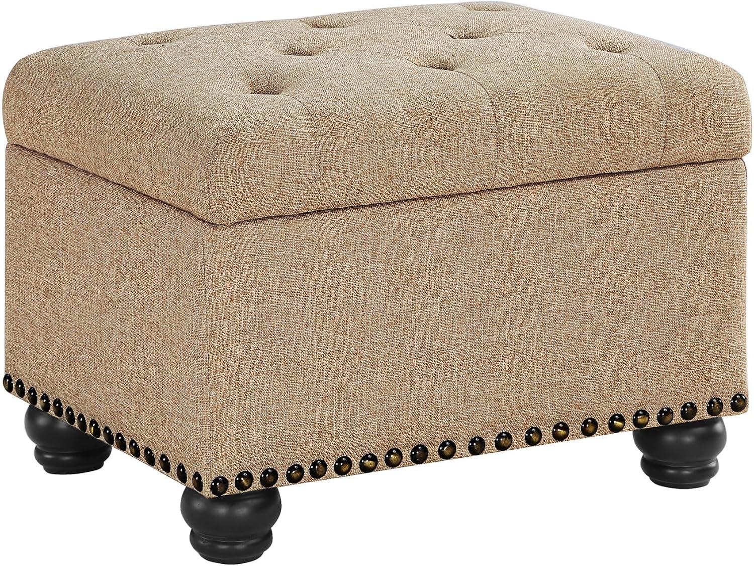 Convenience Concepts Designs4Comfort 5th Avenue Storage Ottoman 24" - Contemporary Foot Stool and Seat with Hinged Lid for Living Room, Dining Room, Office, Den, Espresso Faux Leather