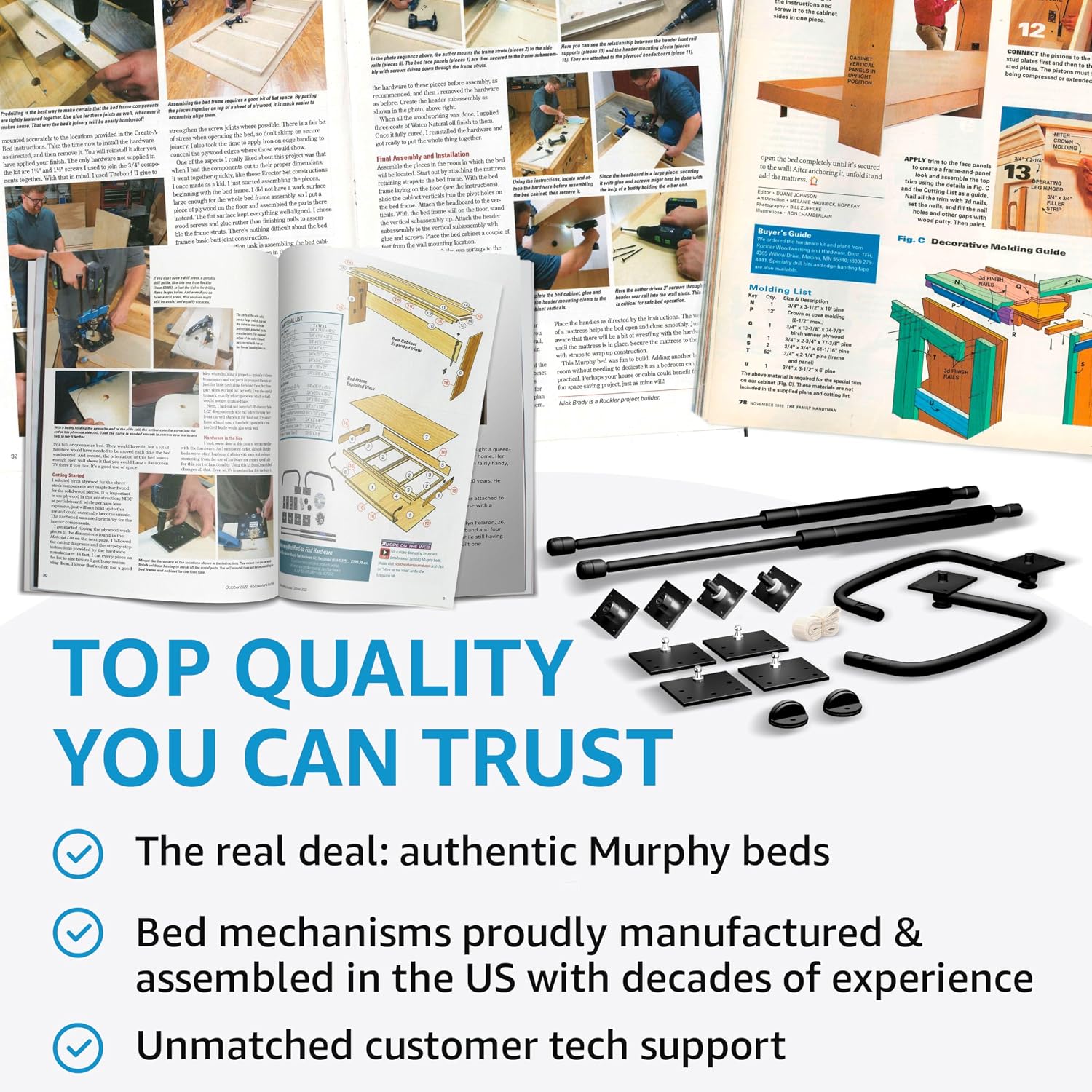 Queen Size Deluxe Murphy Bed Kit, Vertical