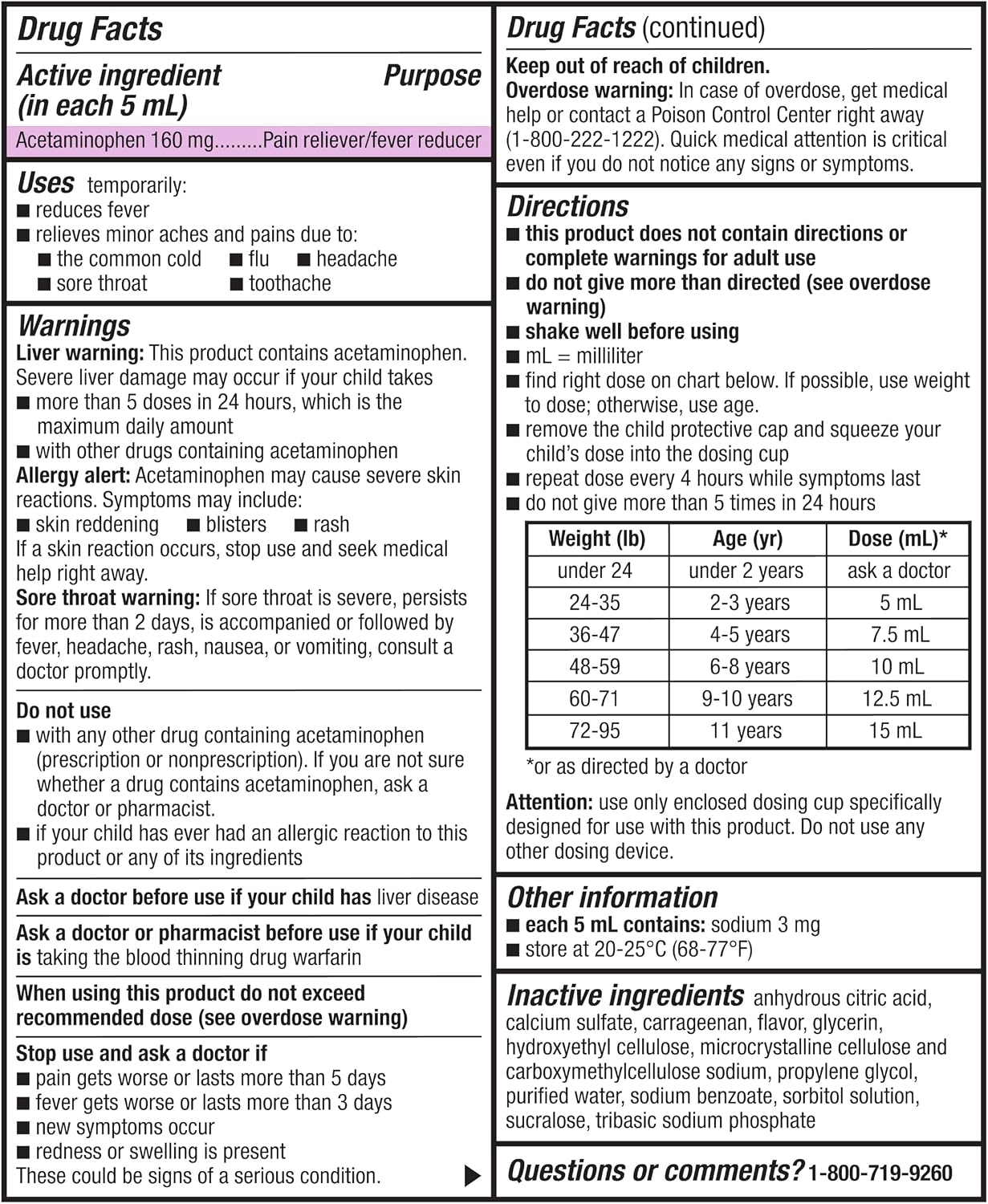 Amazon Basic Care Children's Acetaminophen 160 mg per 5 mL Oral Suspension, Grape Flavor, Pain Reliever and Fever Reducer, 4 fl oz