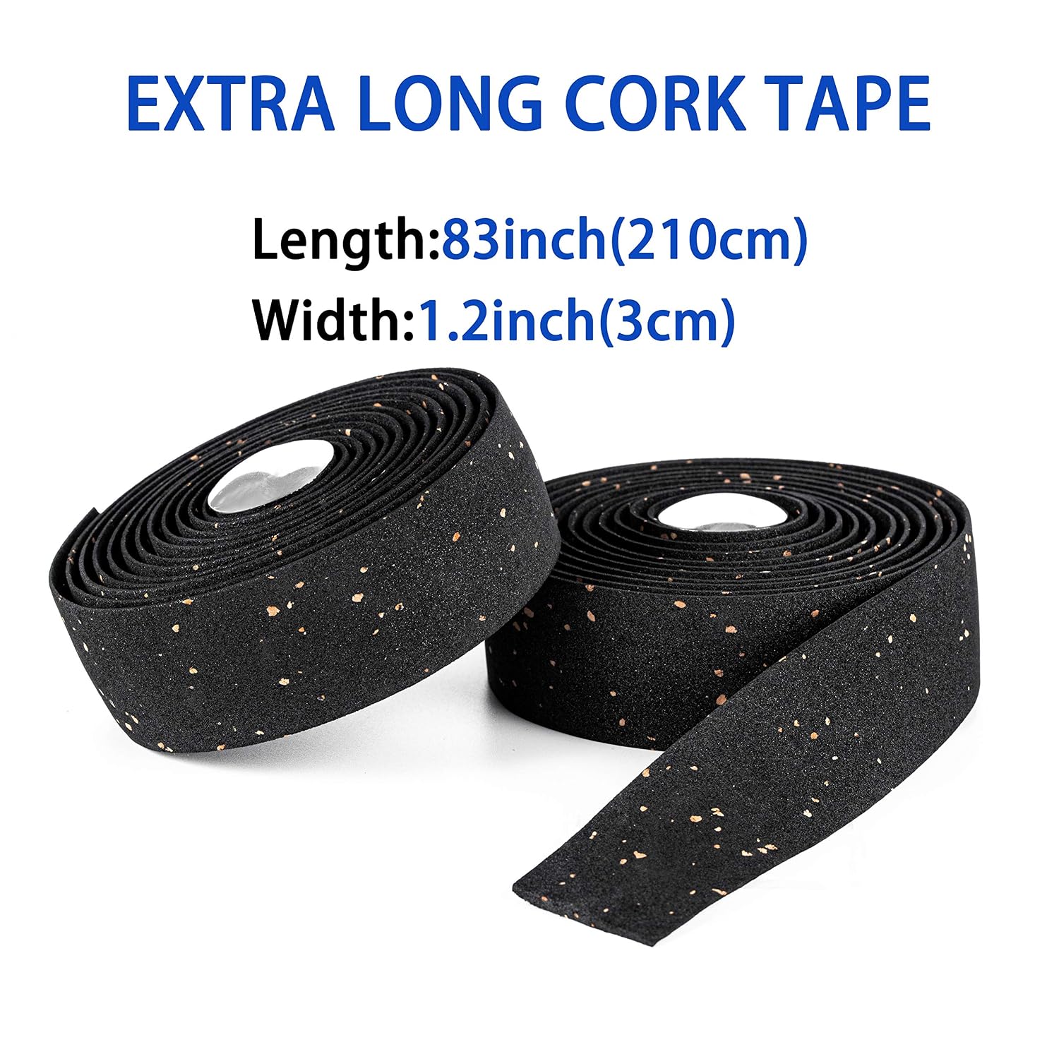 LSSH Bike Handlebar Tapes, Cork Bike Handlebar Tape, Bicycle Bar Tape, Cycling Handle Wraps, EVA Road Bike Handlebar Tape – 2 Rolls (Black)