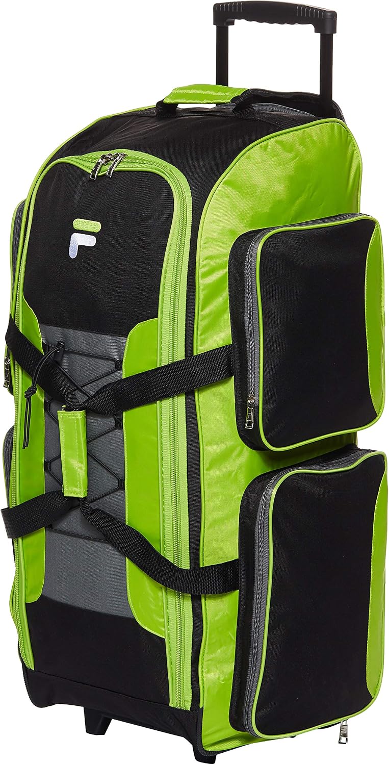Fila 32" Lightweight Rolling Duffel, Neon Lime