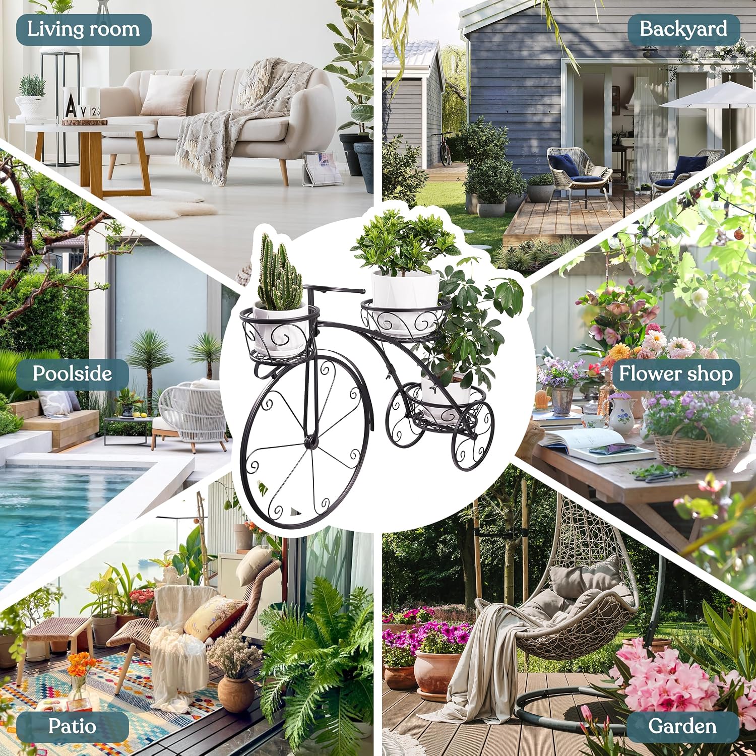 Sorbus® Garden Cart Stand & Flower Pot Plant Holder Display Rack, 6 Tiers, Parisian Style - Perfect for Home, Garden, Patio (Bronze)