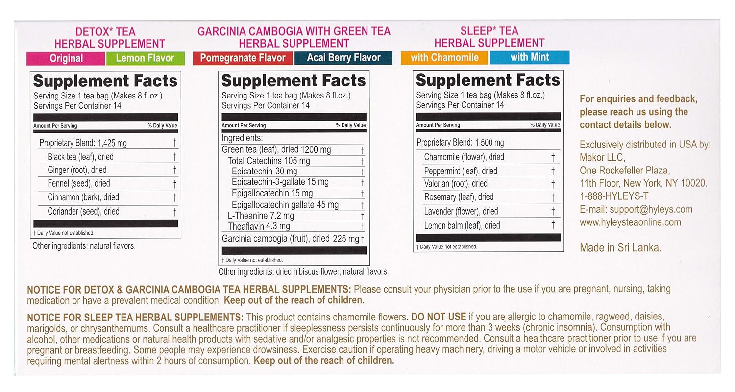 Hyleys 14 Day Weight Loss Tea, Garcinia & Matcha Green Tea, 42 Tea Bags
