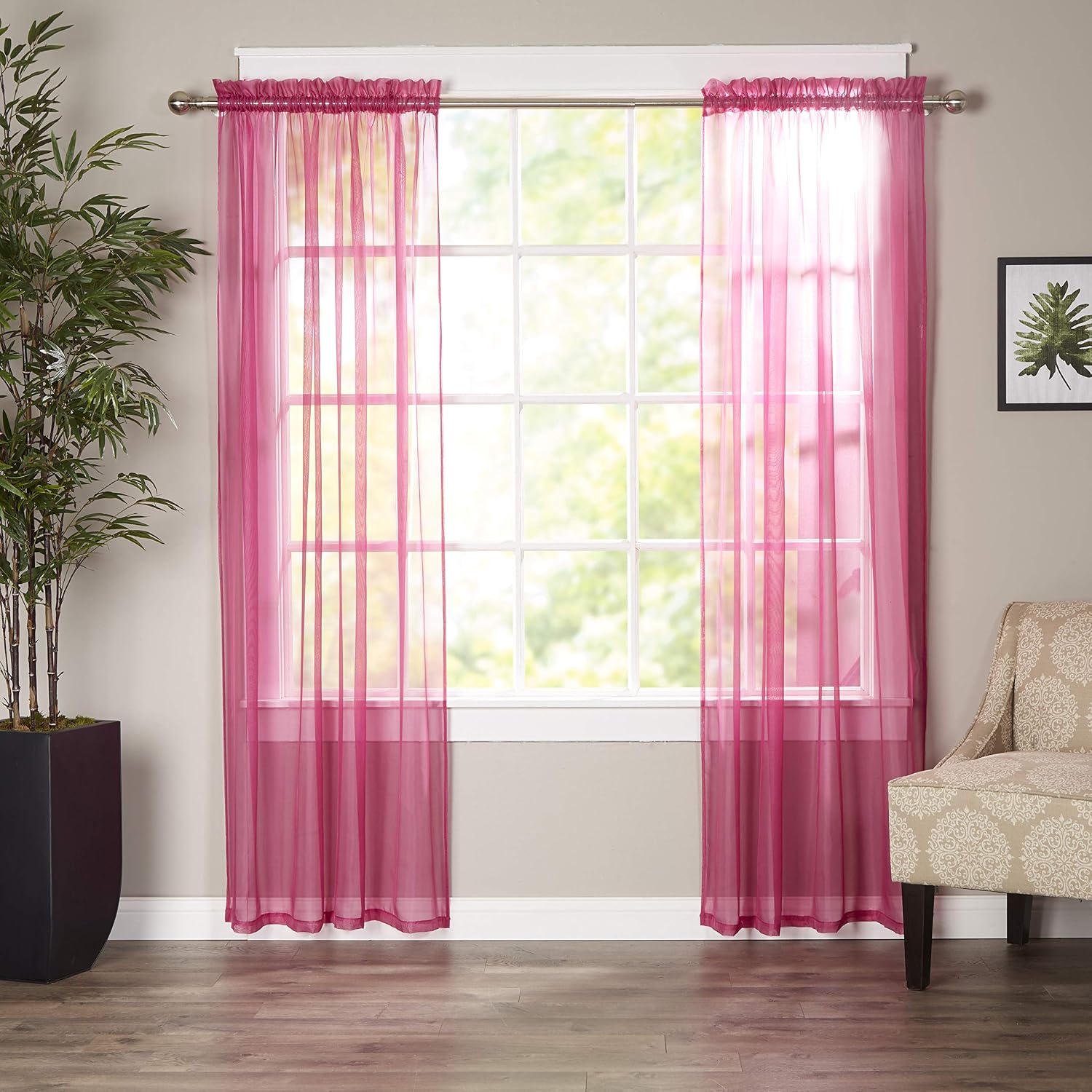 Elegant Comfort Luxury Sheer Curtains, Window Treatment Curtain Panels with Rod Pocket for Kitchen, Bedroom and Living Room (55 x 216-inches Long)