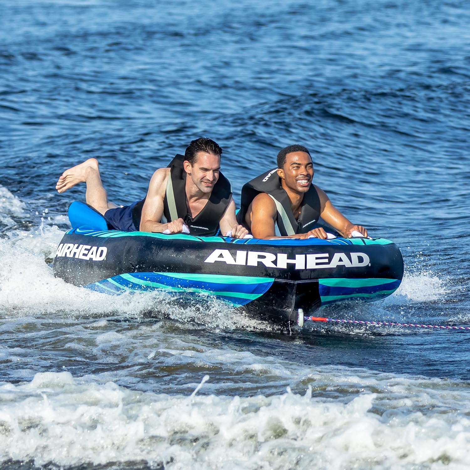 Airhead G-Force Towable Tube for Boating, 1-4 Rider Inflatable Boat Tube for Water Tubing, Heavy Duty Full Nylon Cover, Stabilizer Fins with Neoprene Knuckle Guards, Speed Safety Valve