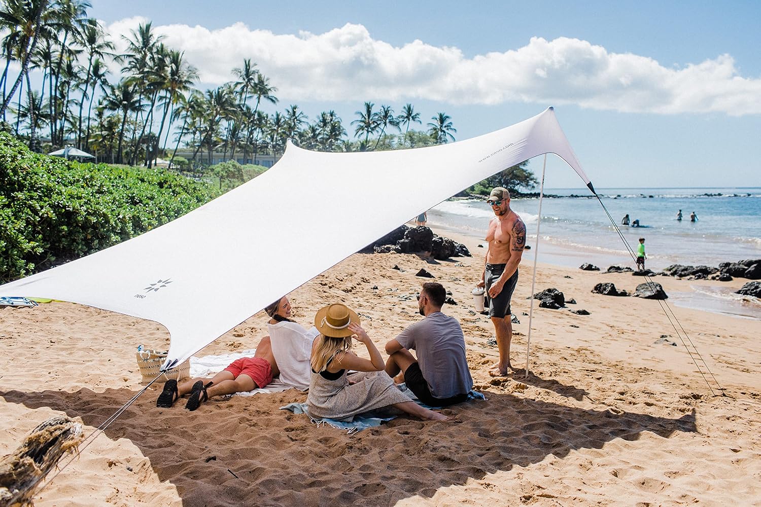Neso Grande Portable Beach Tent Sun Shelter - Lightweight Beach Shade Canopy - Easy Setup for Family Outings - Patented Reinforced Corners - UPF 50+