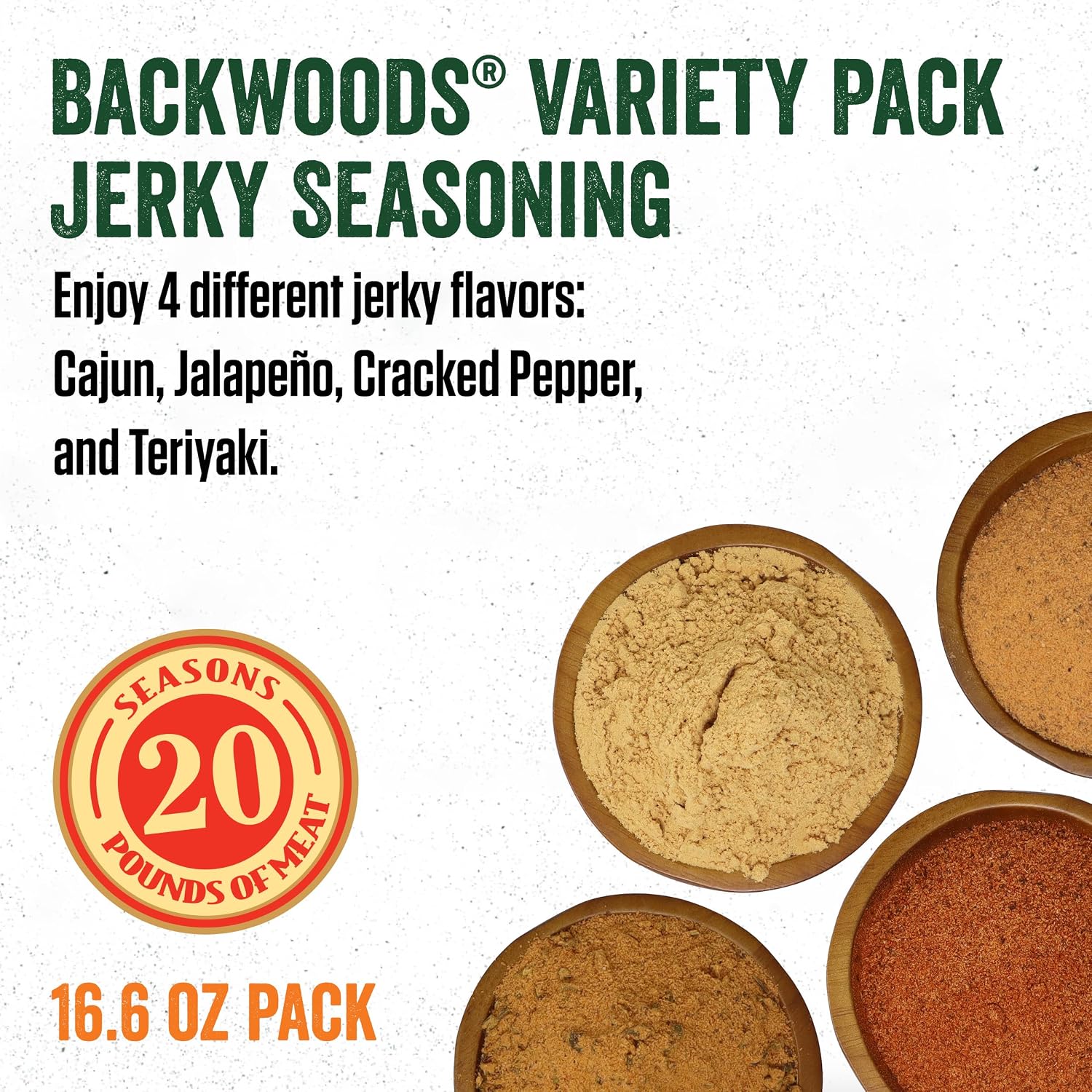 LEM Products Backwoods Original Jerky Seasoning, Ideal for Wild Game and Domestic Meat, Seasons Up to 25 Pounds of Meat, 18.3 Ounce Packet with Pre-Measured Cure Packet Included