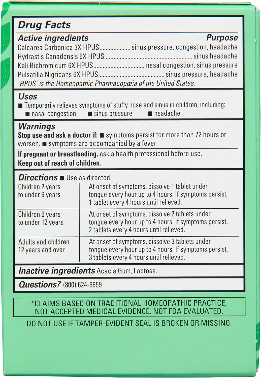 Hyland's Kids Stuffy Nose and Sinus Tablets, for Children Ages 2+, 50ct