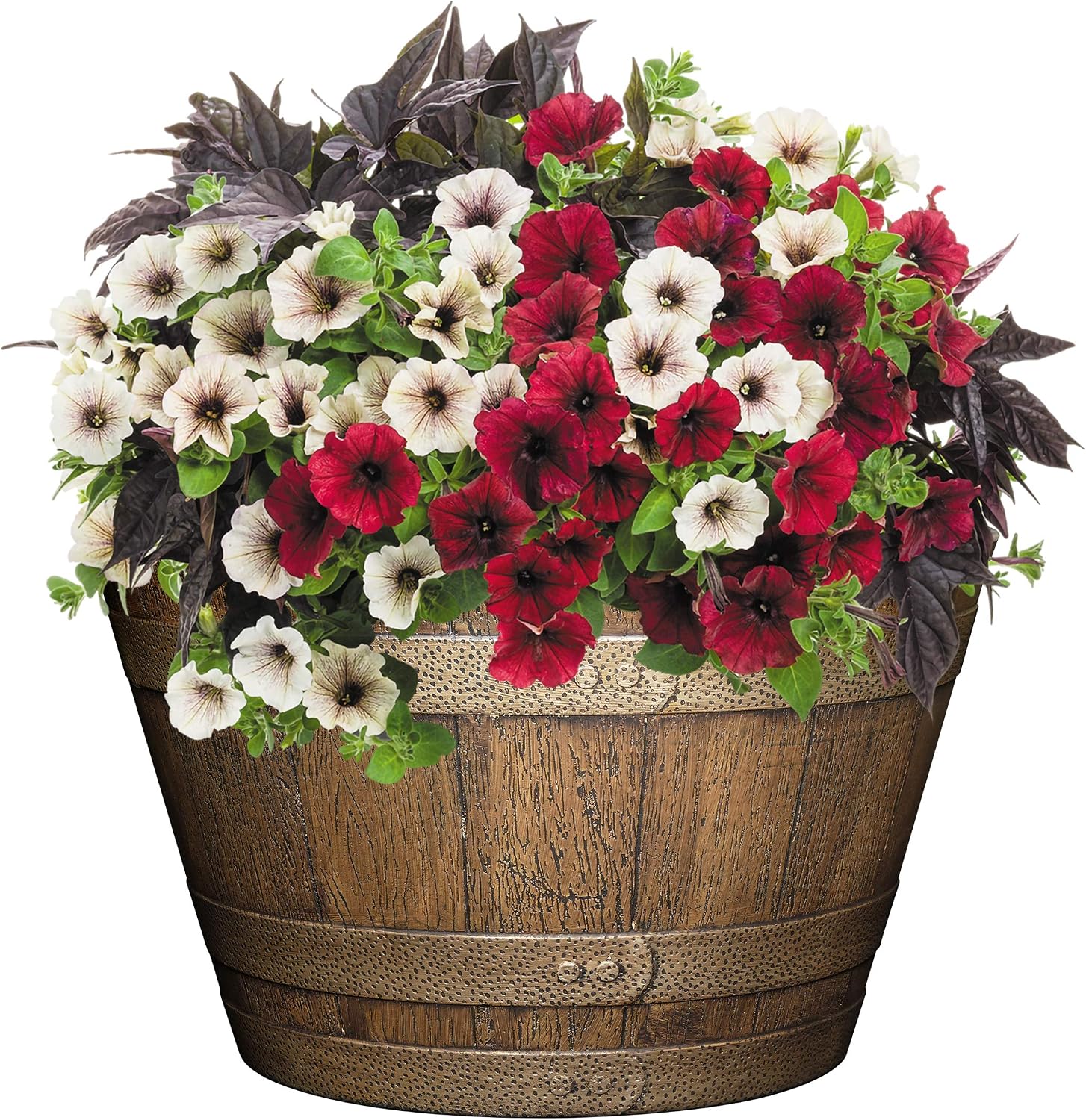 Whiskey Barrel Planter, 20.5", Distressed Oak