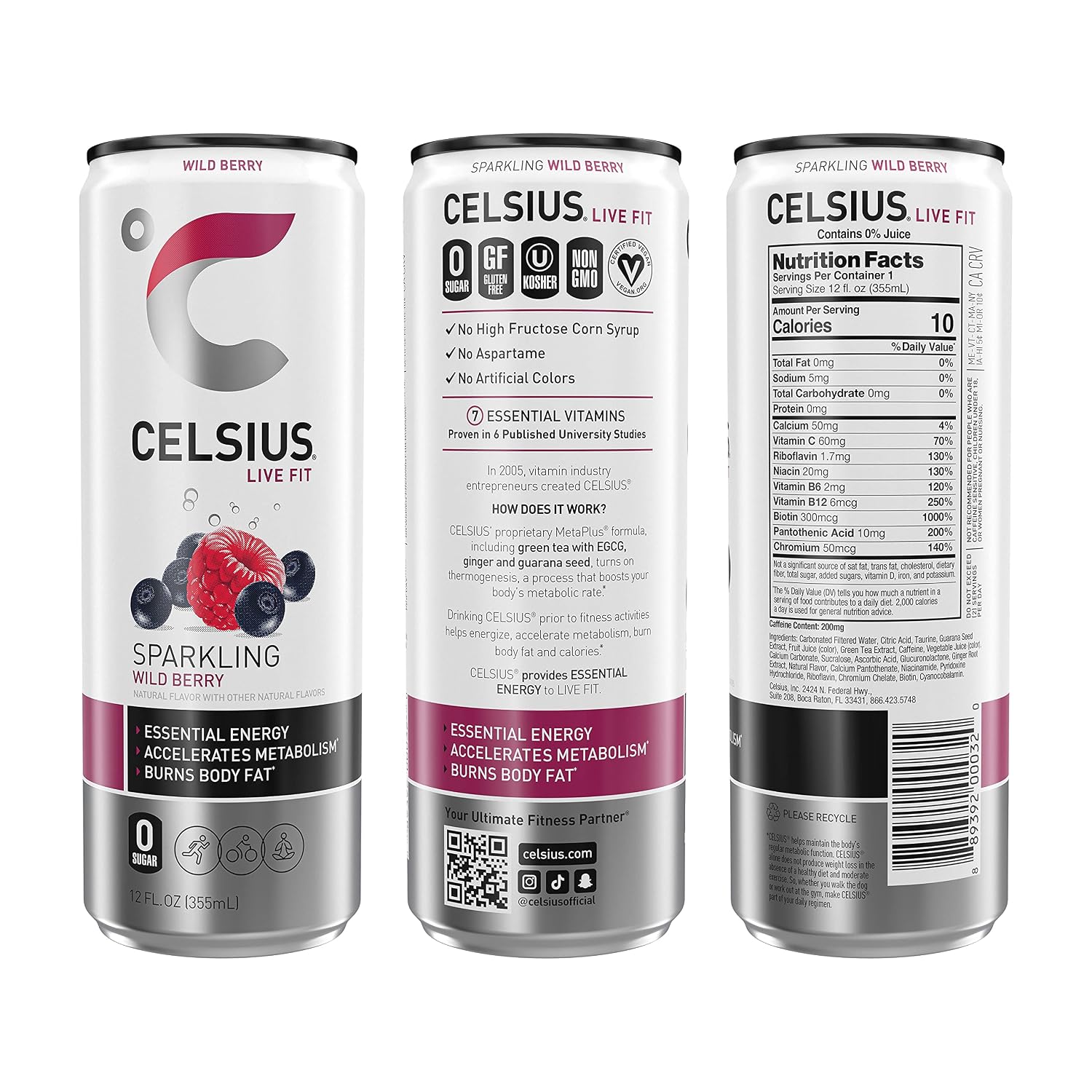 CELSIUS Sparkling Orange, Sugar Free Energy Drink, 12 Fl Oz (Pack of 4)