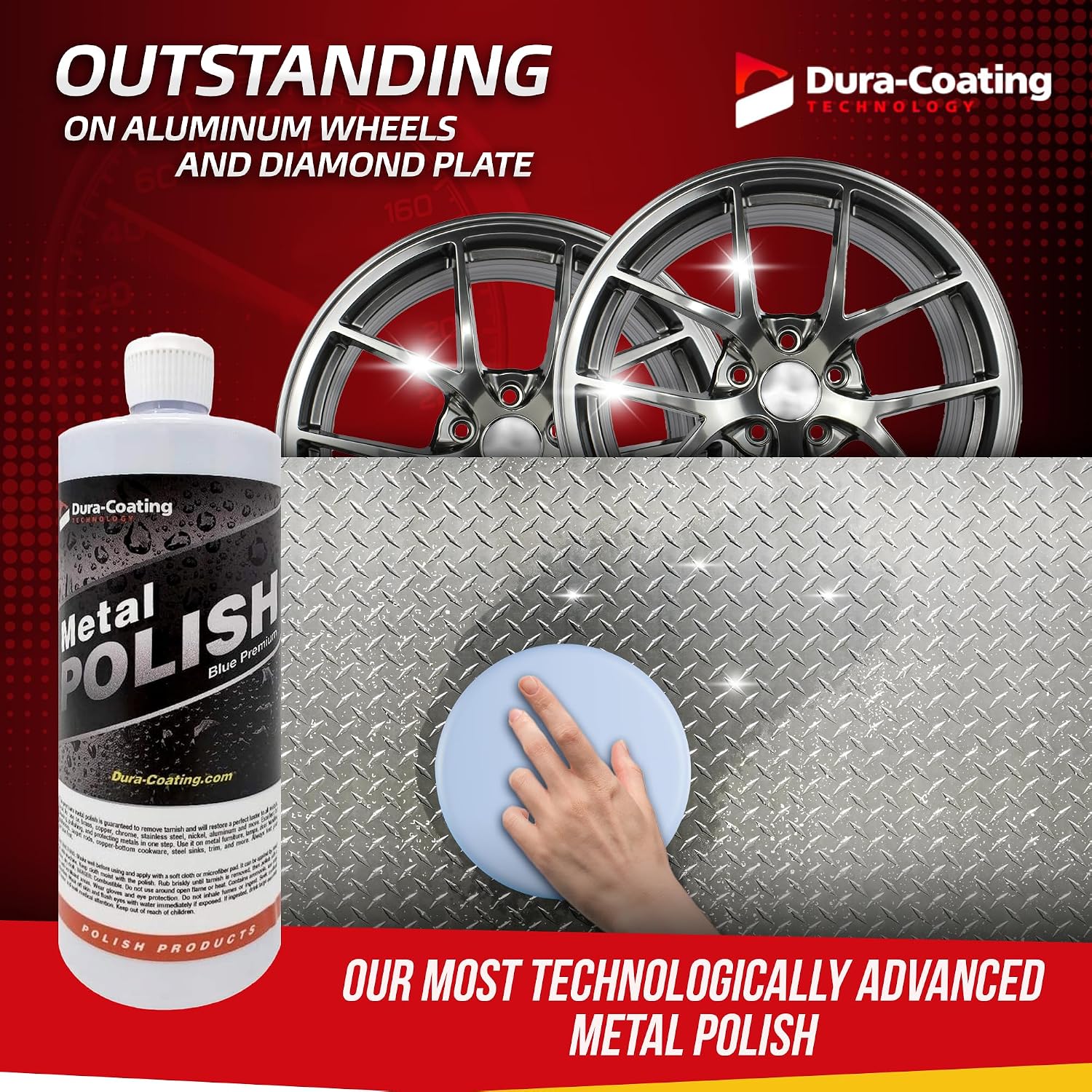 DURA-COATING TECHNOLOGY, Blue Premium Metal Polish - Perfect Brightener and Scratch Remover for Aluminum Wheels, Diamond Plate, Stainless Steel