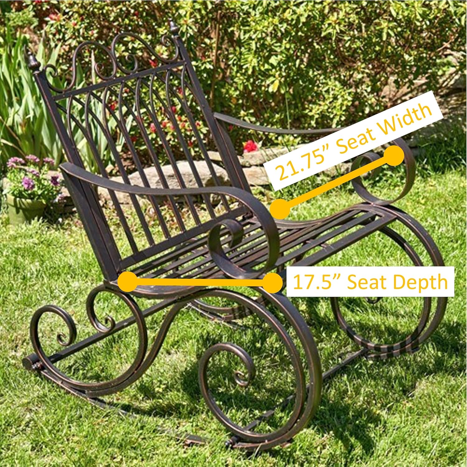 Zaer Ltd. Outdoor Metal Rocking Arm Chair (Arm Chair, Antique White)