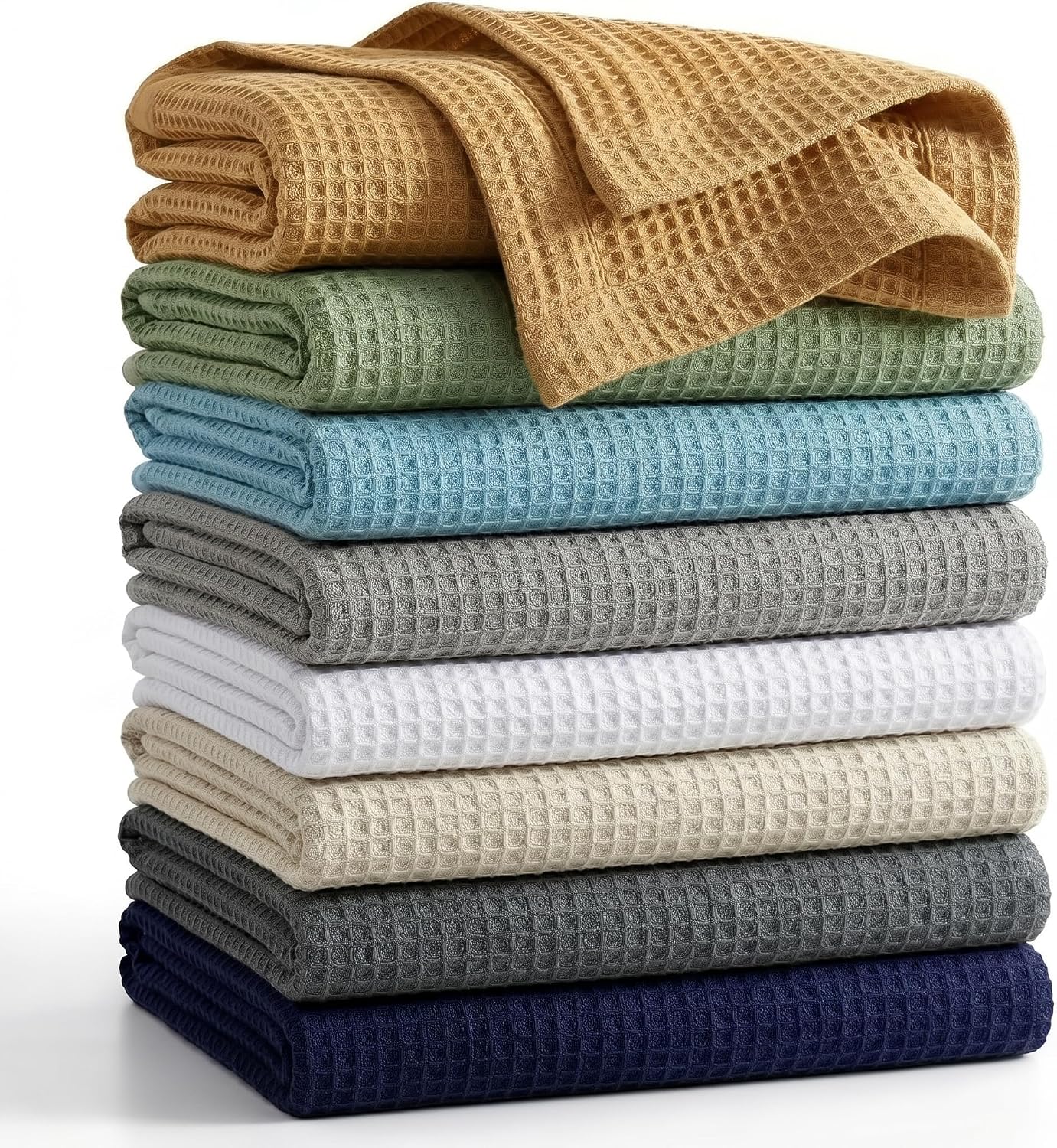 Tex Trend 100% Cotton Waffle Weave Blanket Queen Size - Soft, Breathable Cooling Blanket for Bed, Lightweight Cozy Summer & Spring Bedding, Grey, 90x90