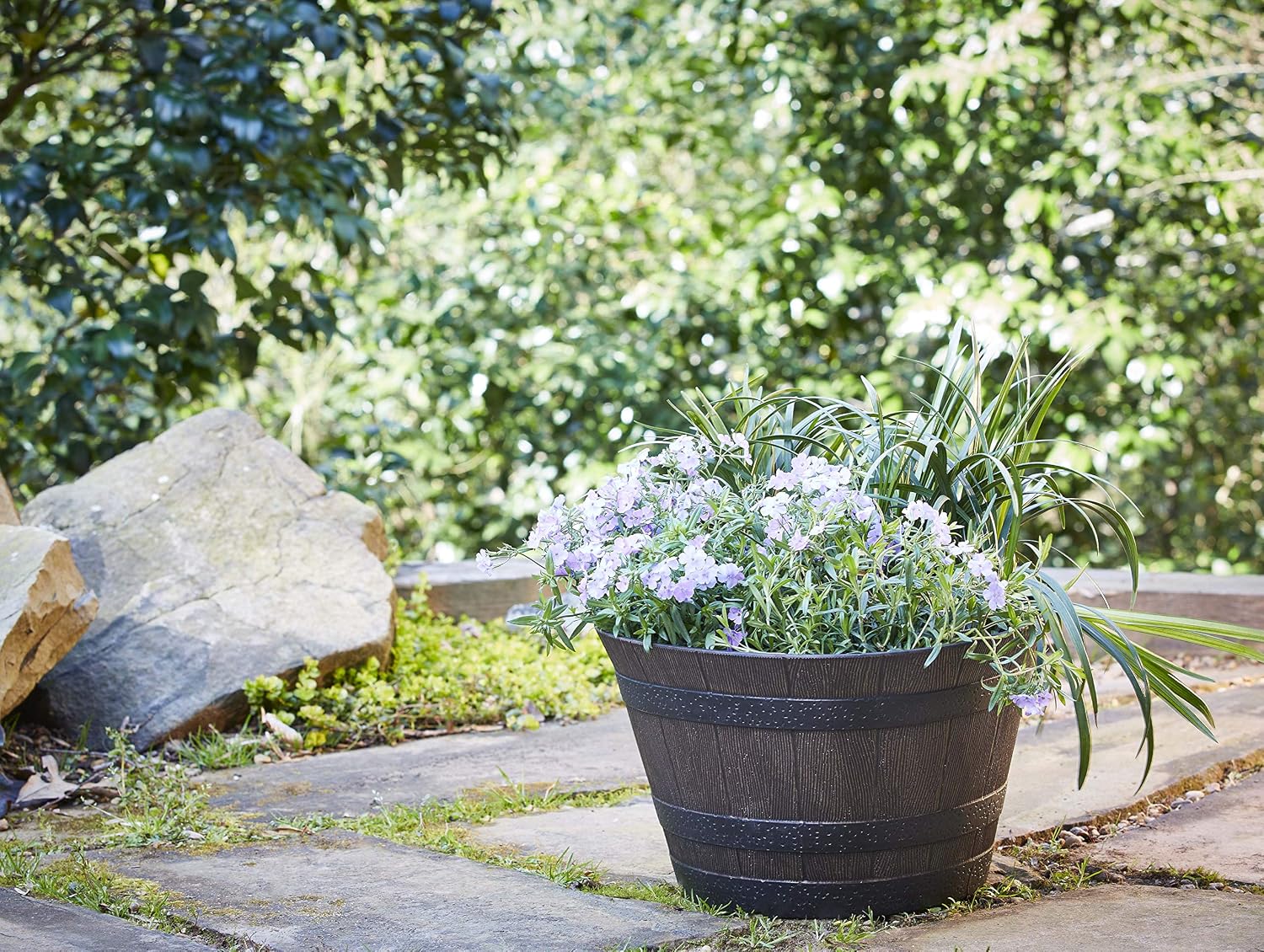 Southern Patio Whiskey Barrel Planter, Kentucky Walnut