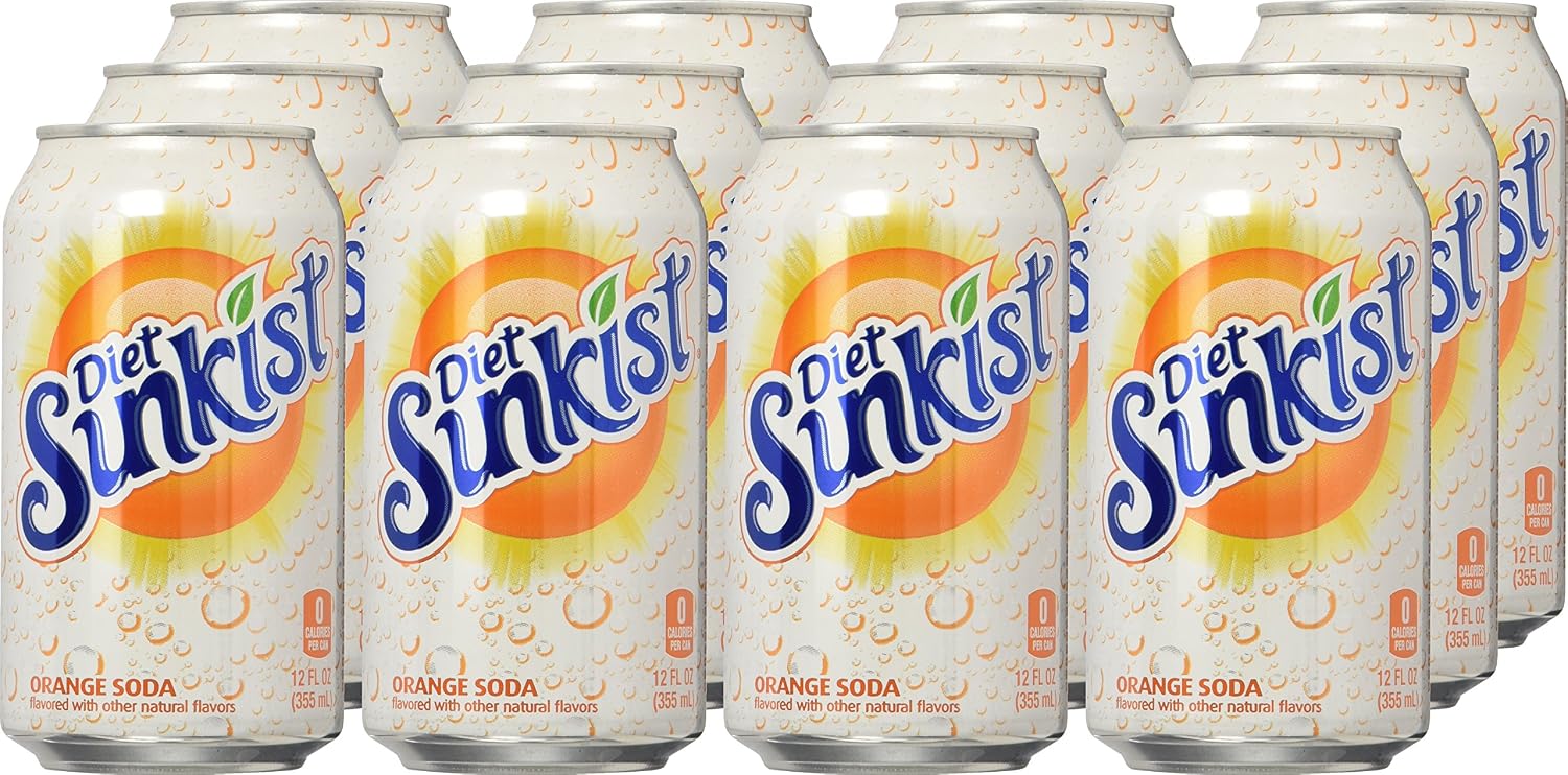 Sunkist Zero Sugar Orange Soda, 12 fl oz cans, 12 pack