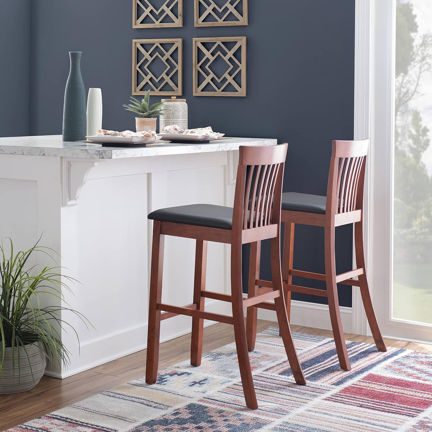 Linon Torino Collection Craftsman Counter Stool, 17.25"W x 19.5"D x 37"H, Black