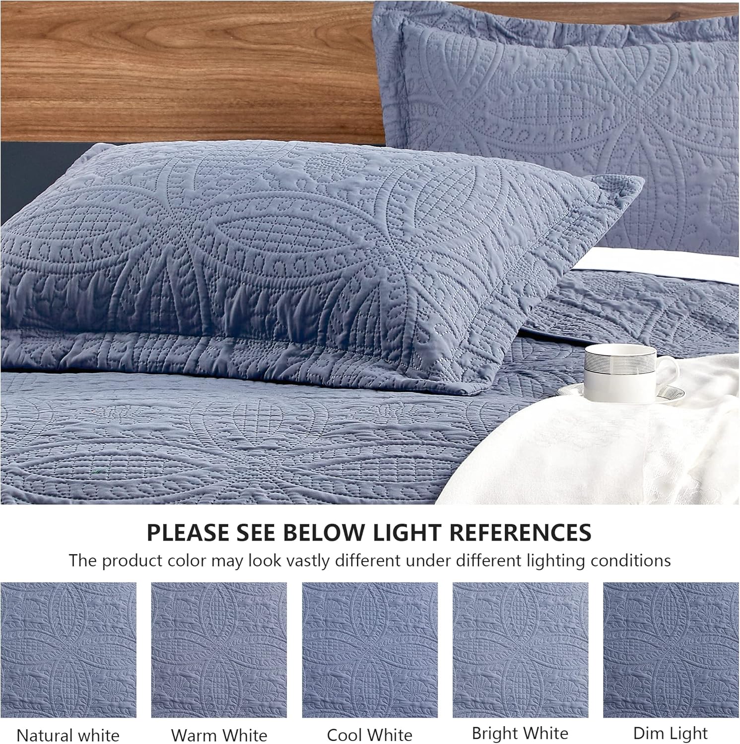 Love's cabin Quilts for Queen Bed Blue Bedspreads - Soft Bed Summer Lightweight Bedspread Comforter - Modern Style Coin Pattern Coverlet for All