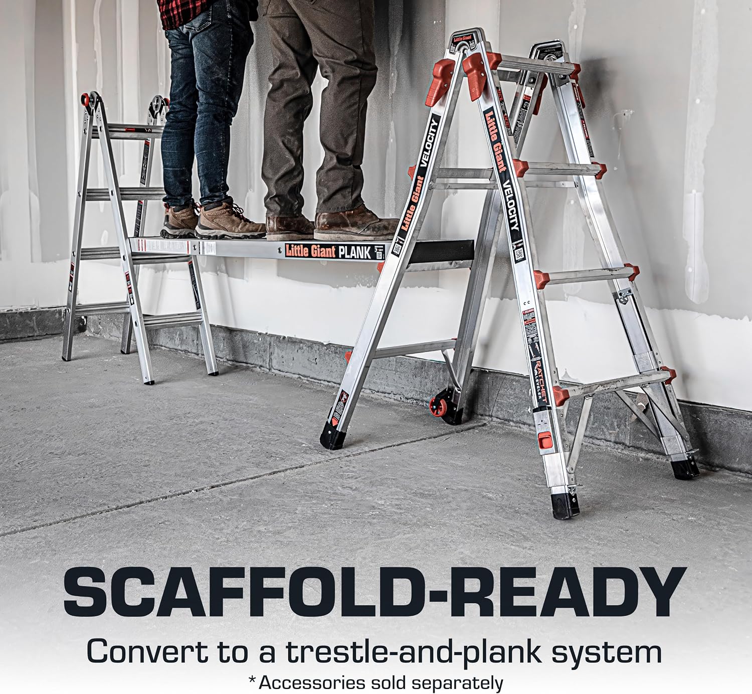 Little Giant Velocity, Aluminum Ladder, 14 ft Reach, 15413-001 | Telescoping Multi-Position Ladder with Extension, A-Frame, 90-Degree & Trestle Modes, 300 lbs. Rating