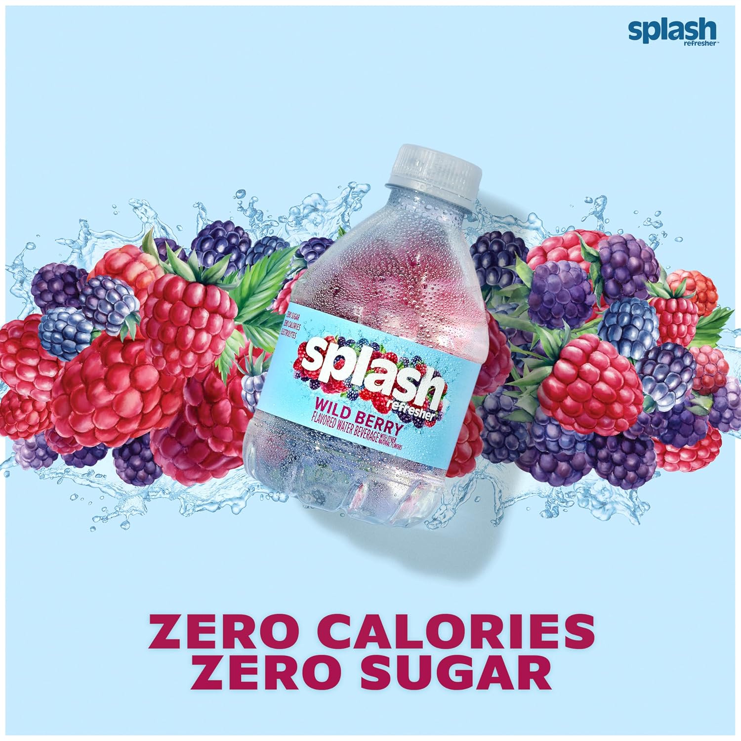 SPLASH REFRESHER Flavored Water Bottles, Mandarin Orange - 6 Pack | Refreshing Flavored Bottled Water with Electrolytes - Zero Sugar & Zero Calories - 16.9 Fl Oz