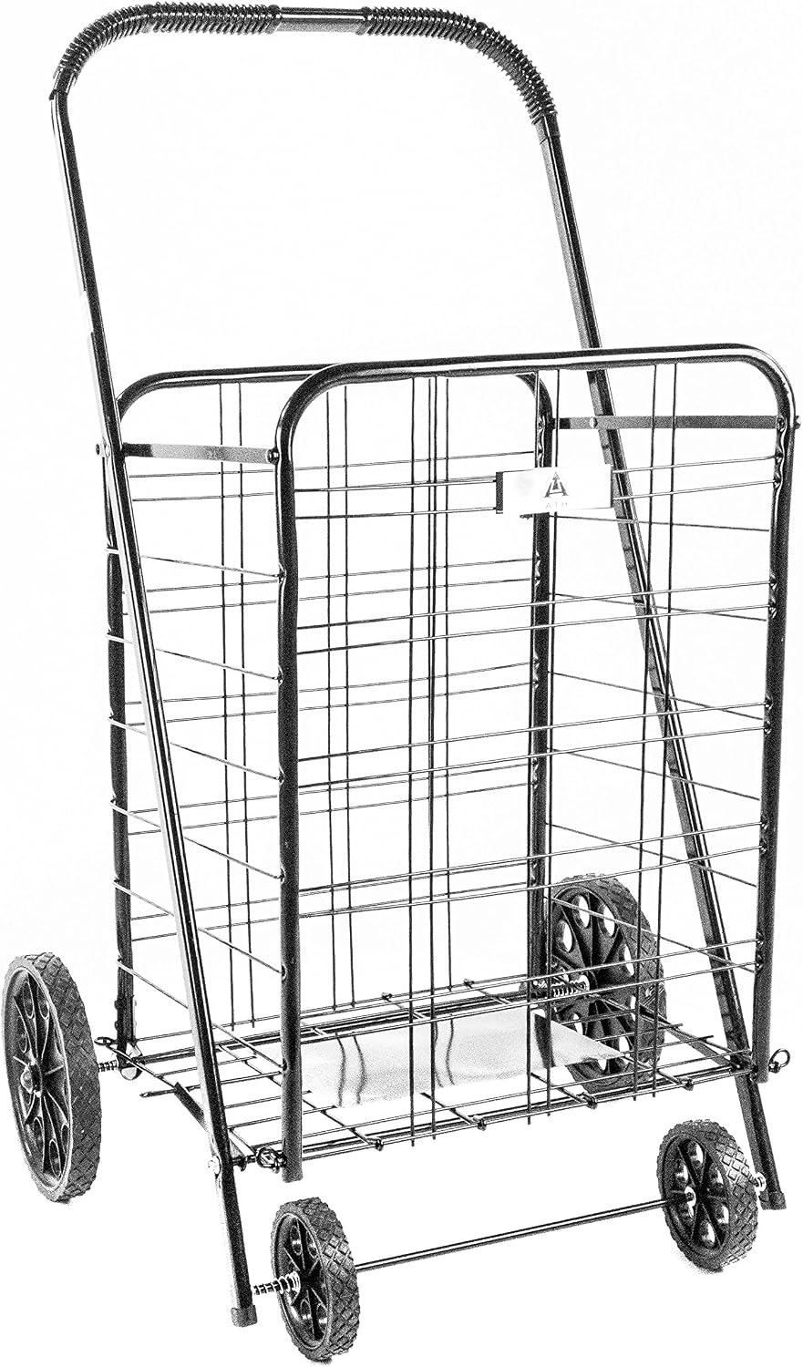 ATH Large Deluxe Rolling Utility / Shopping Cart - Stowable Folding Heavy Duty Cart with Rubber Wheels For Haul Laundry, Groceries, Toys, Sports Equipment, Red