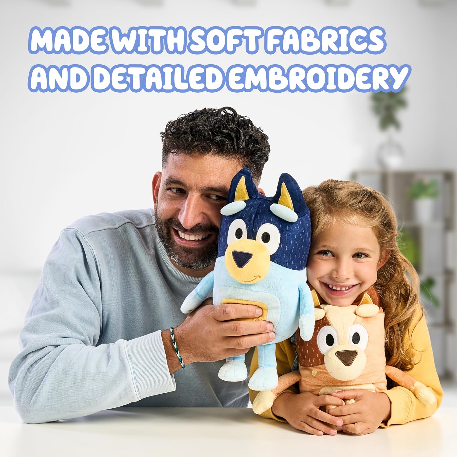 Bingo & Bluey Plush Toys 2-Pack, Soft Deluxe Fabric, Embroidered