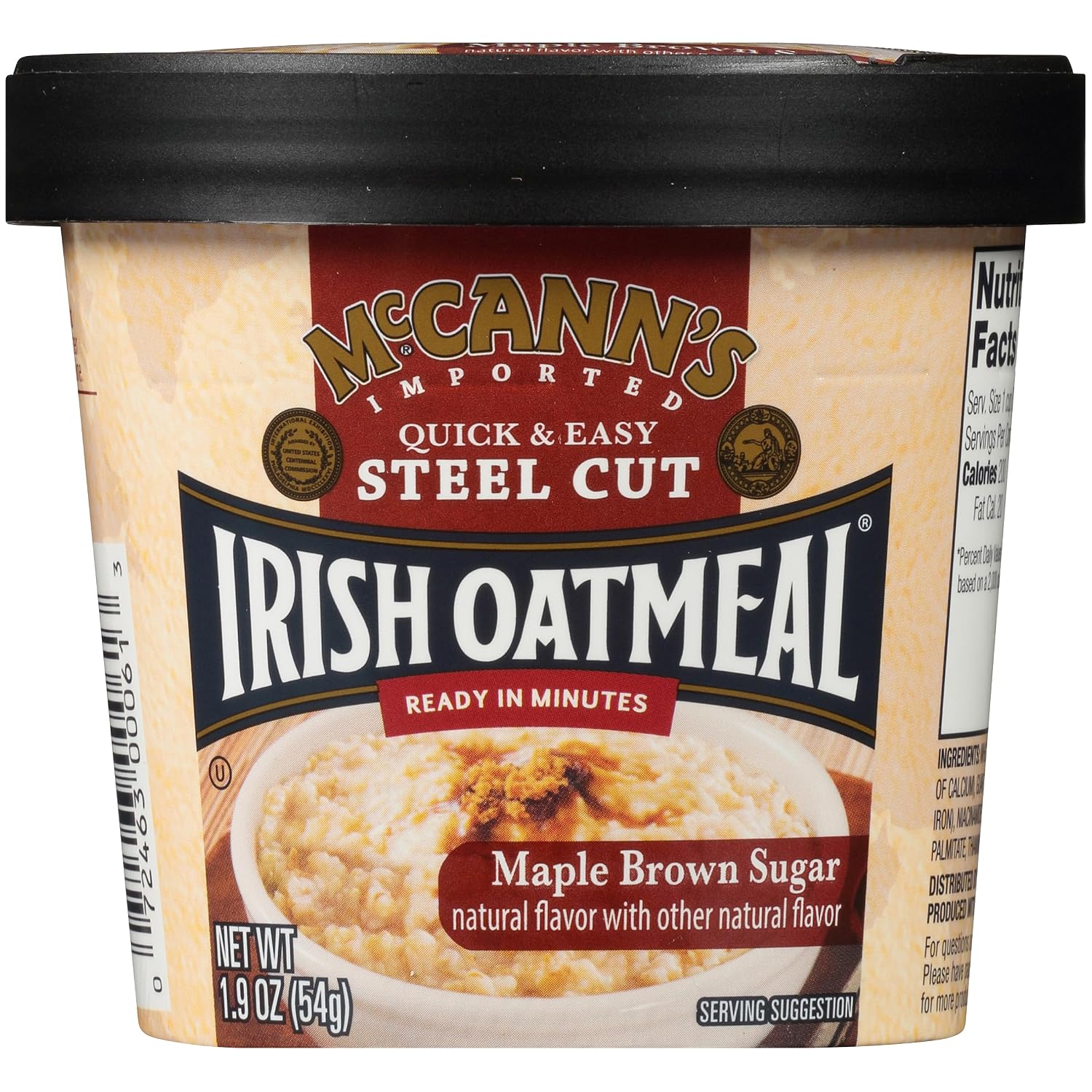 McCann's Irish Oatmeal Instant Oatmeal Cup, Maple Brown Sugar, 1.9 Ounce (Pack of 12)