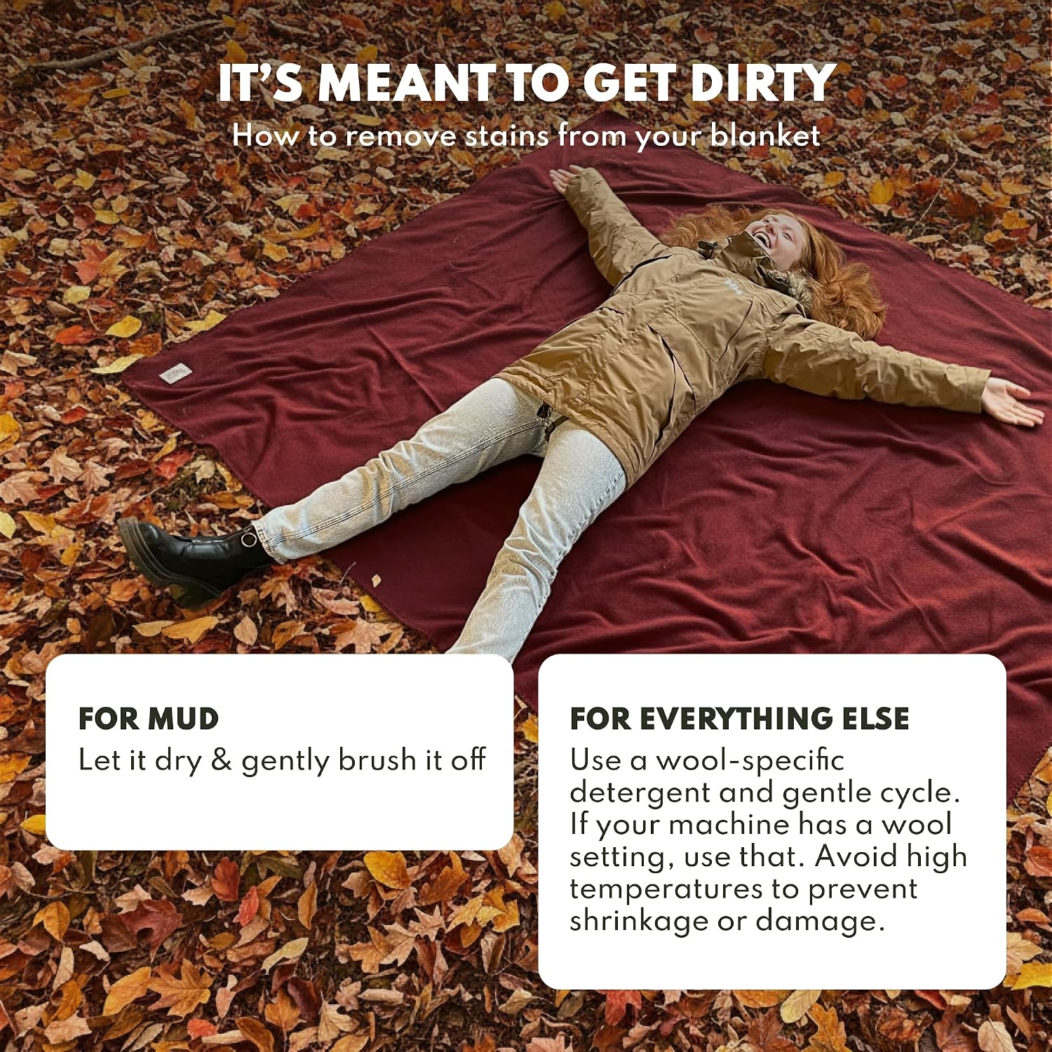 Woolly Mammoth Woolen Company Merino Wool Blanket, 66" x 90" Moss | Temperature Regulating - Fire-Resistant - Warm Camping Blanket for Car Emergency Kits, Picnics, Summer Festivals and Stadiums