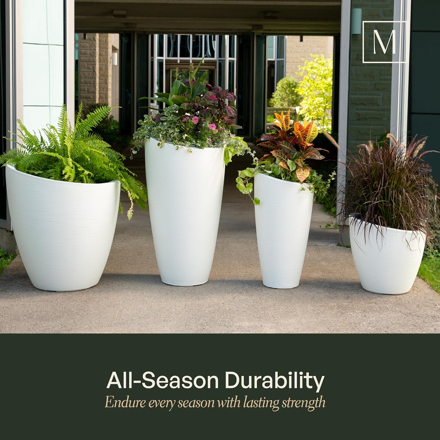 Mayne Modesto 20in Round Modern Planter, Neptune Blue | All season, Indoor/Outdoor, Double-wall design, Fade resistant, 15-year warranty