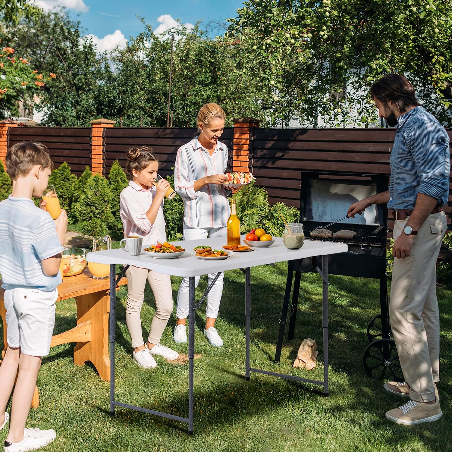 ZenStyle 3 ft Indoor Outdoor Heavy Duty Portable Plastic Folding Table