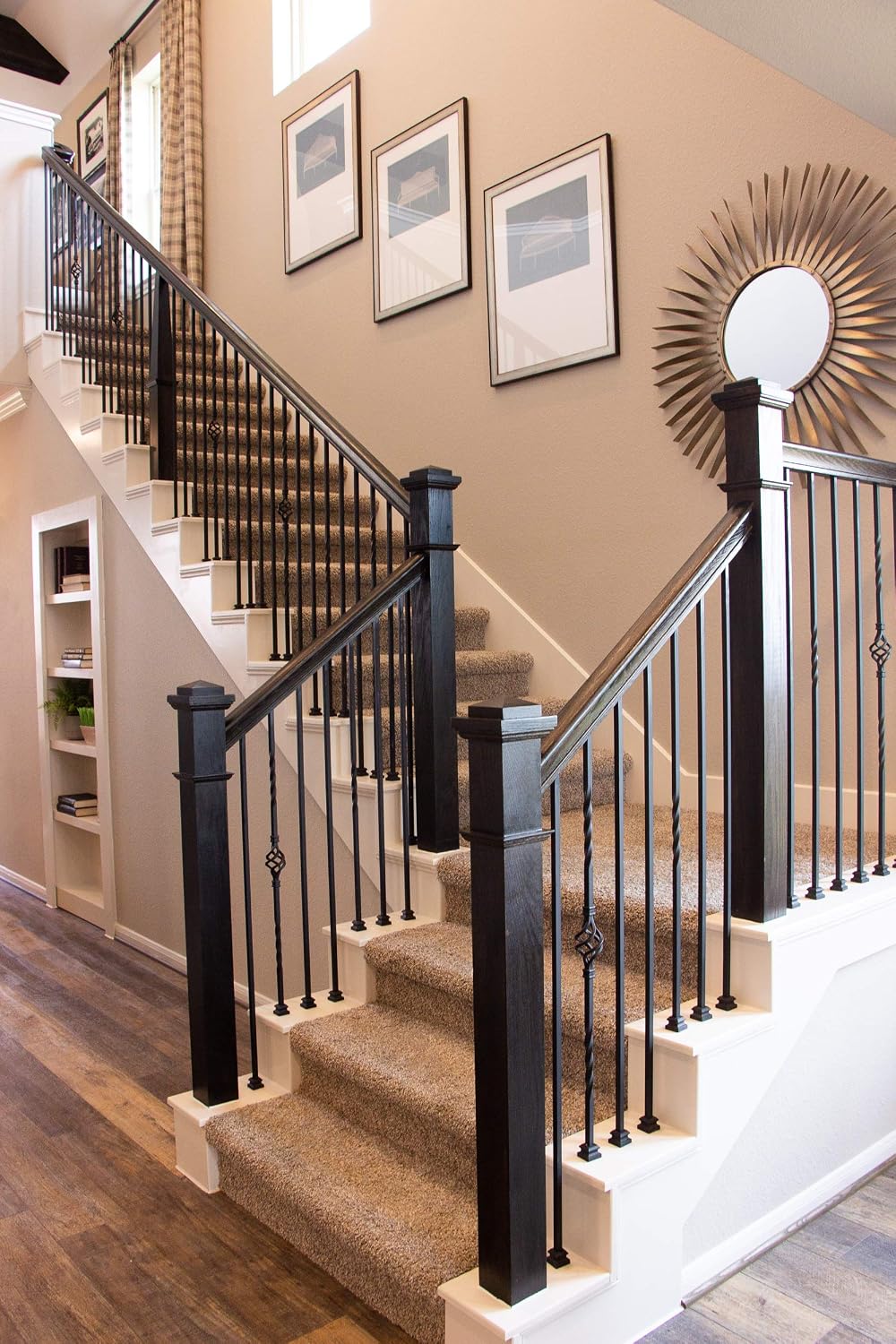 Red Oak 6010-8E 2-1/4 inch Width x 2-3/8 inch Tall Traditional Style Straight Wood Handrail for Stair Remodeling 8 feet Long