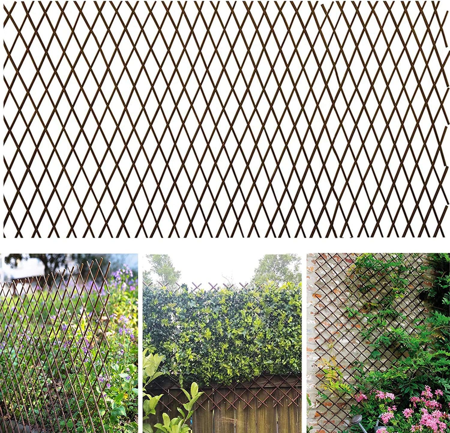 Sumery Nature Willow Trellis Expandable Plant Support Plant Climbing Lattices Trellis Willow Expandable Trellis Fence for Climbing Plants Support